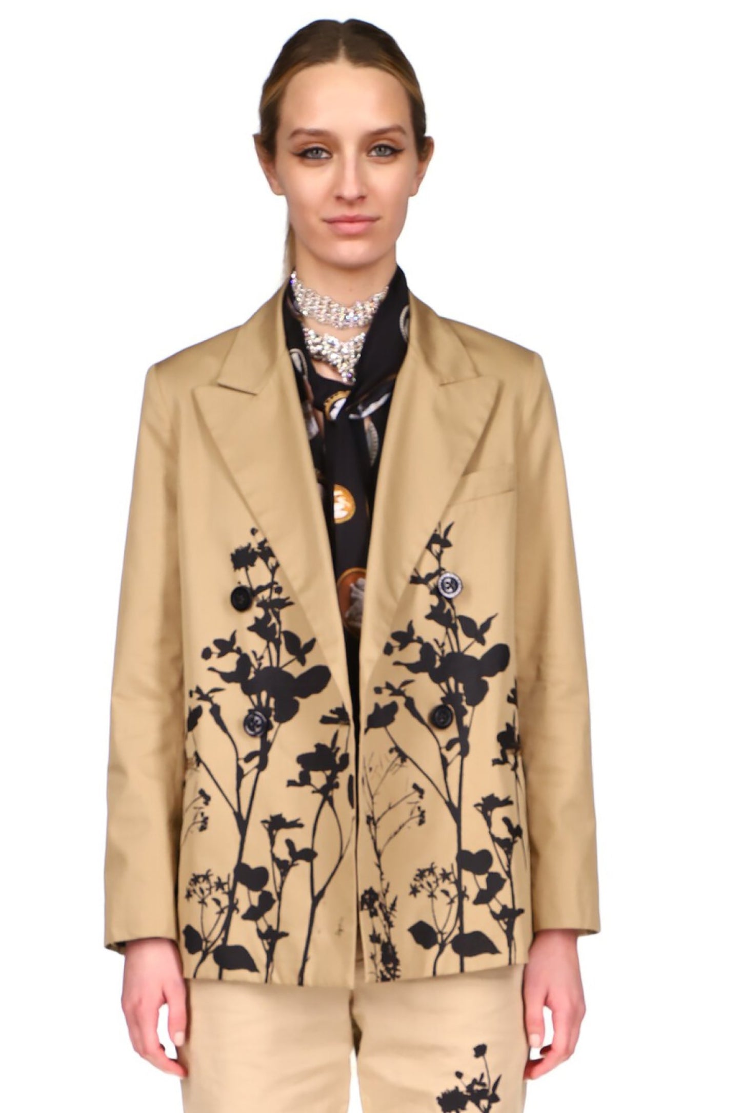 SILK SCREENED ‘FENNEL GARDEN' DOUBLE BREASTED JACKET - BLAZERS - Libertine