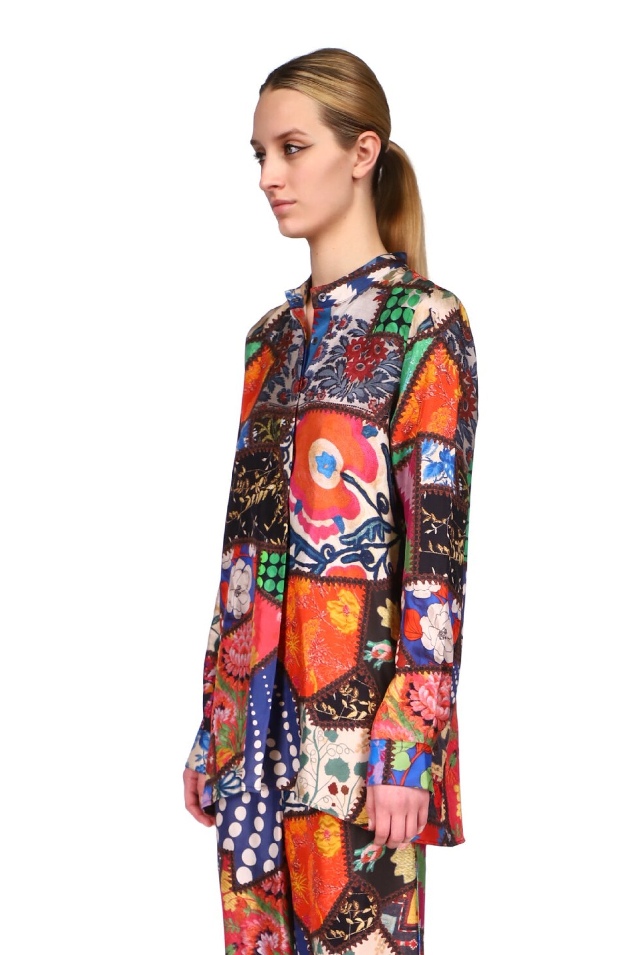 'HOTCH POTCH CRAZY QUILT' SILK TUNIC BLOUSE - SHIRTS - Libertine