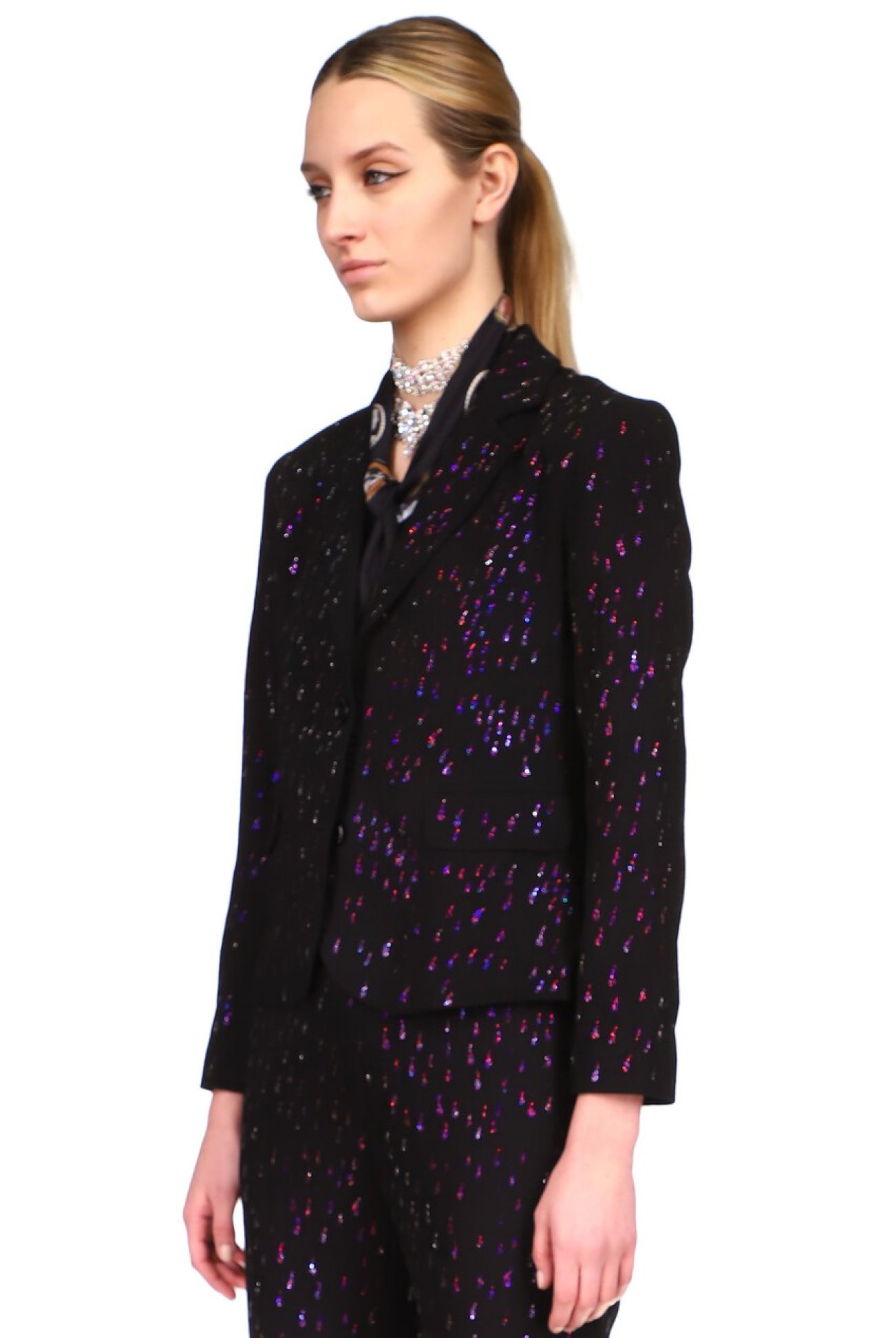 CRYSTAL 'OIL SLICK' BLACK JACKET - BLAZERS - Libertine