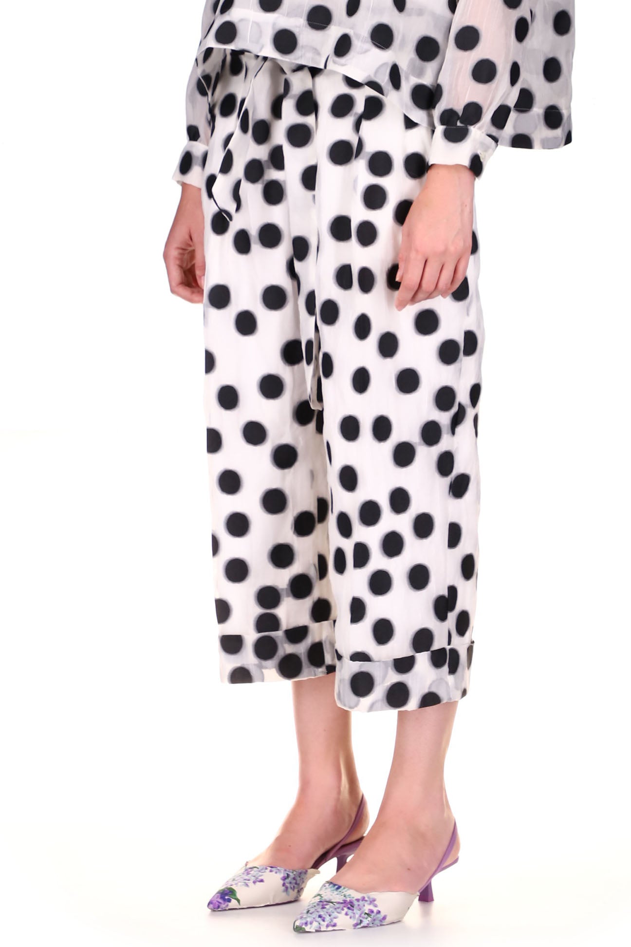 'PEGGY DOTS' CROPPED PLEATED PANTS - PANTS - Libertine
