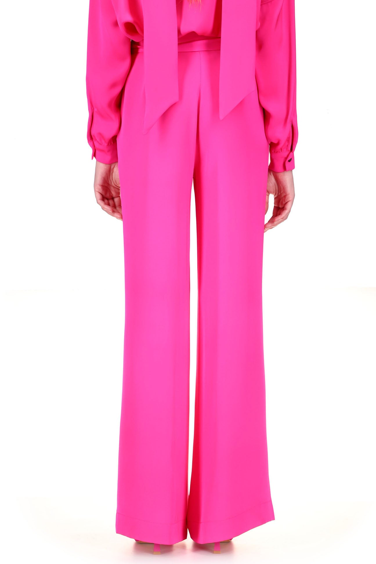 'OVERSATURATED SILKS' PINK WIDE LEG TROUSERS - PANTS - Libertine