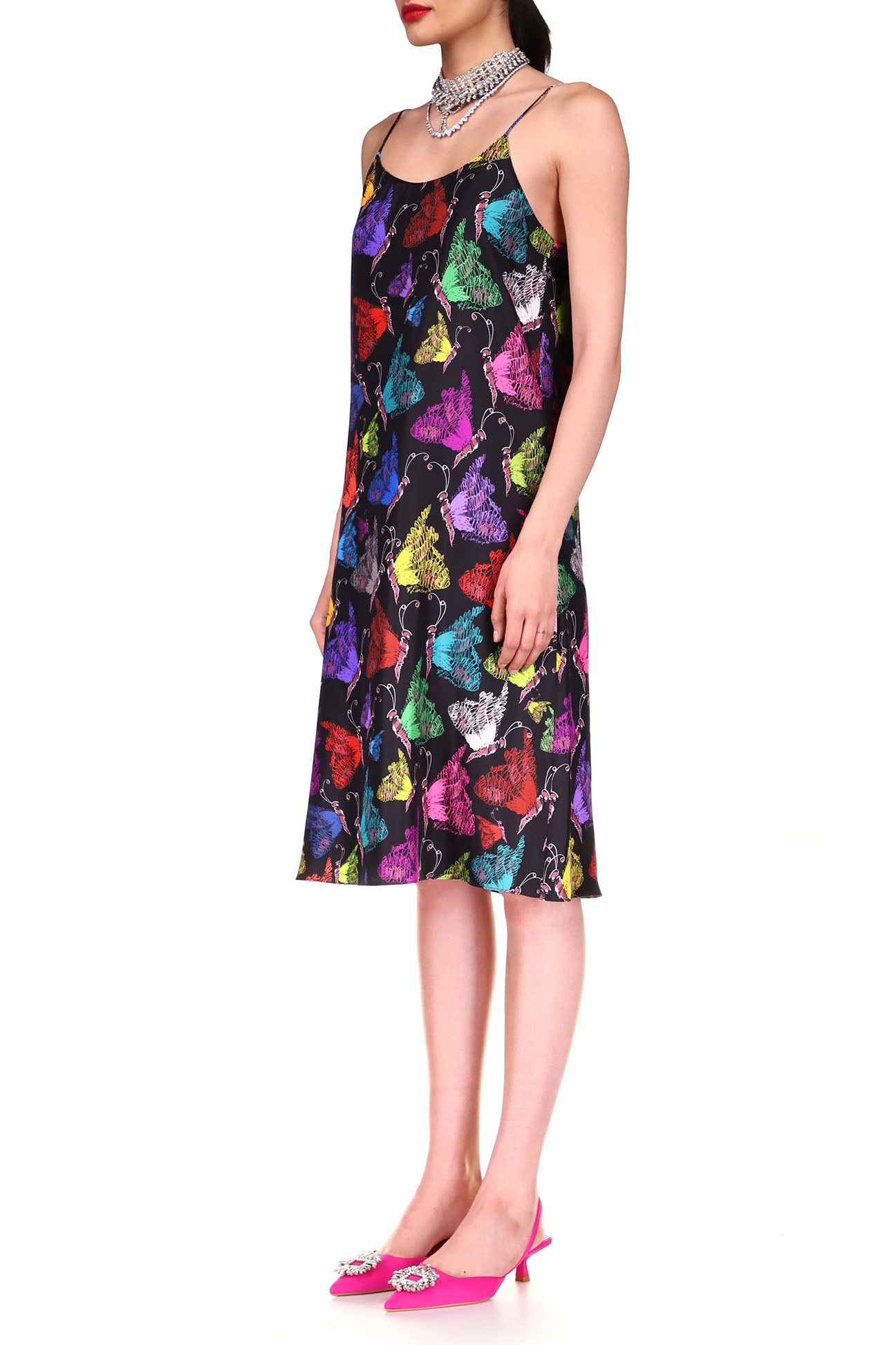 'MILLE PAPILLONS' STRAIGHT SLIP DRESS - DRESSES - Libertine