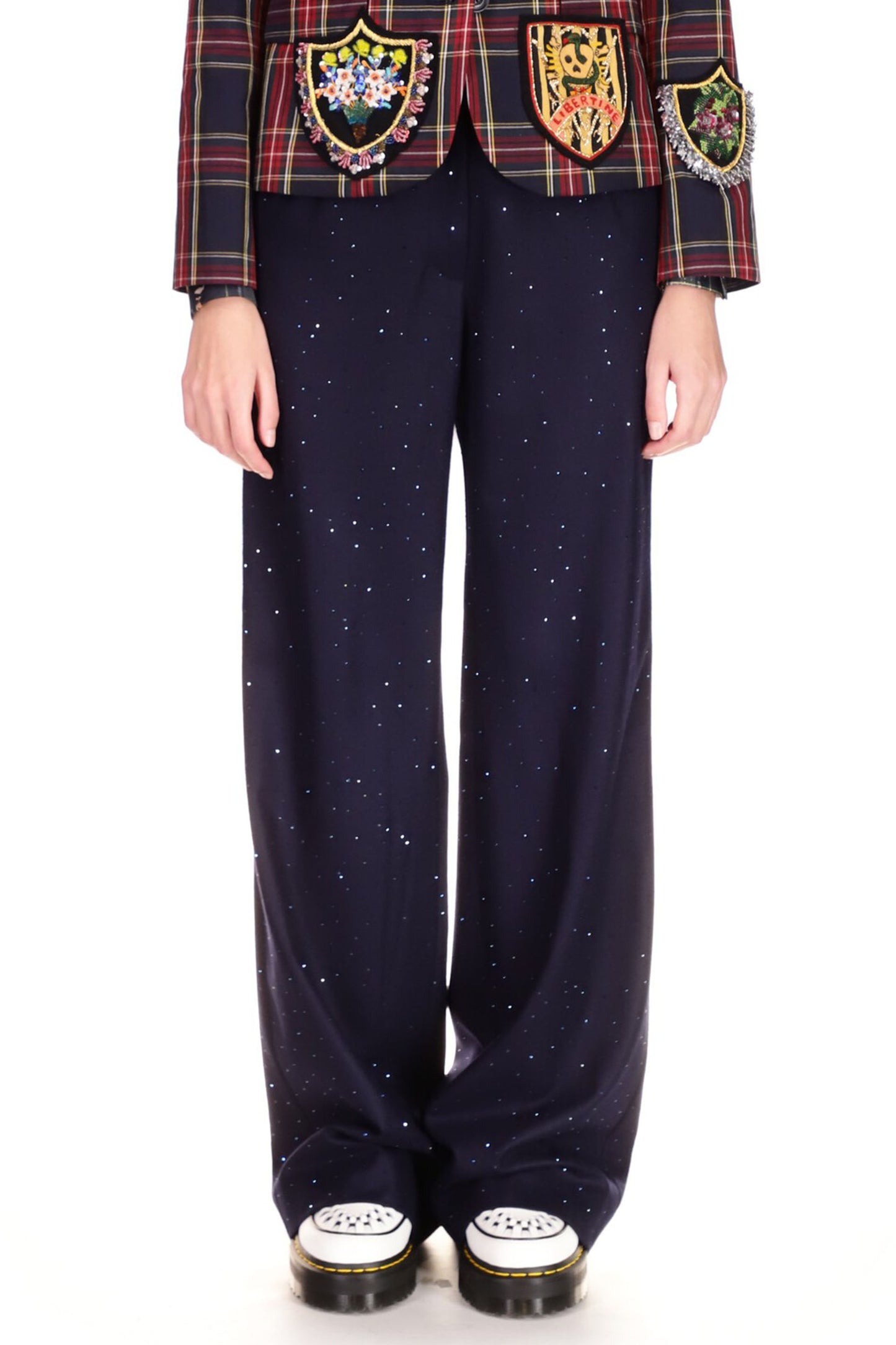 'STARDUST' NAVY WIDE LEG TROUSERS - PANTS - Libertine