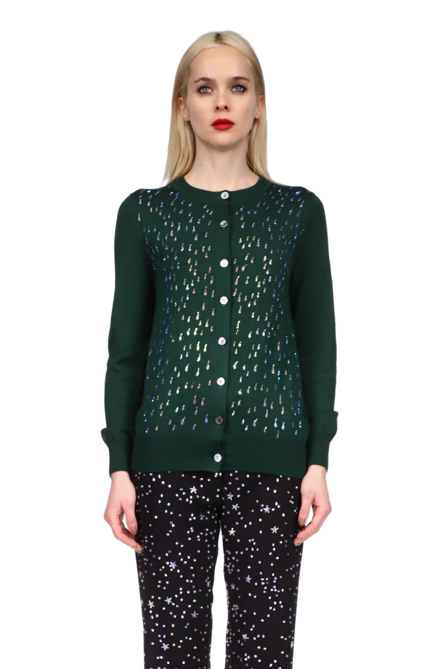 'OIL SLICK' FOREST GREEN CARDIGAN - CARDIGANS - Libertine