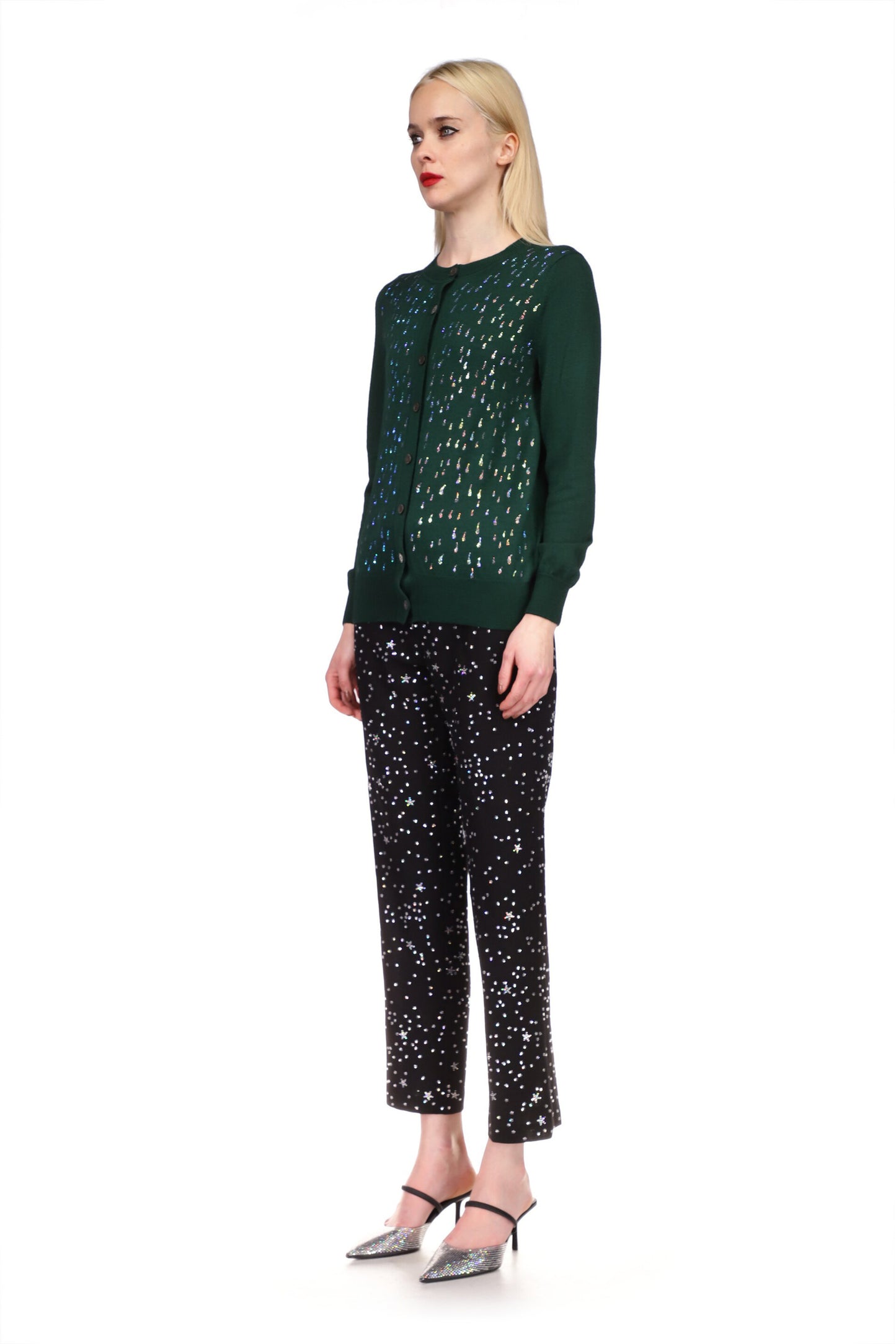 'OIL SLICK' FOREST GREEN CARDIGAN - CARDIGANS - Libertine