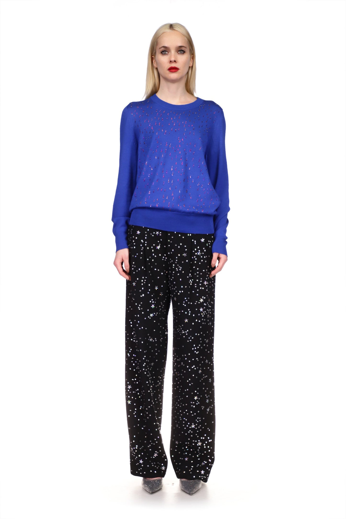 'OIL SLICK' COBALT CREWNECK SWEATER - SWEATERS - Libertine