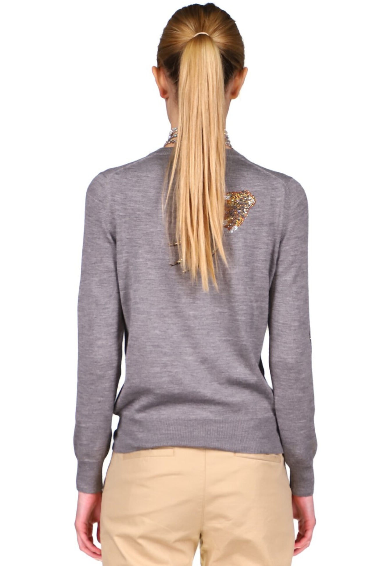 'LEOPARDO' GREY SILKY CASHMERE PULLOVER SWEATER - Women's Knits - Libertine