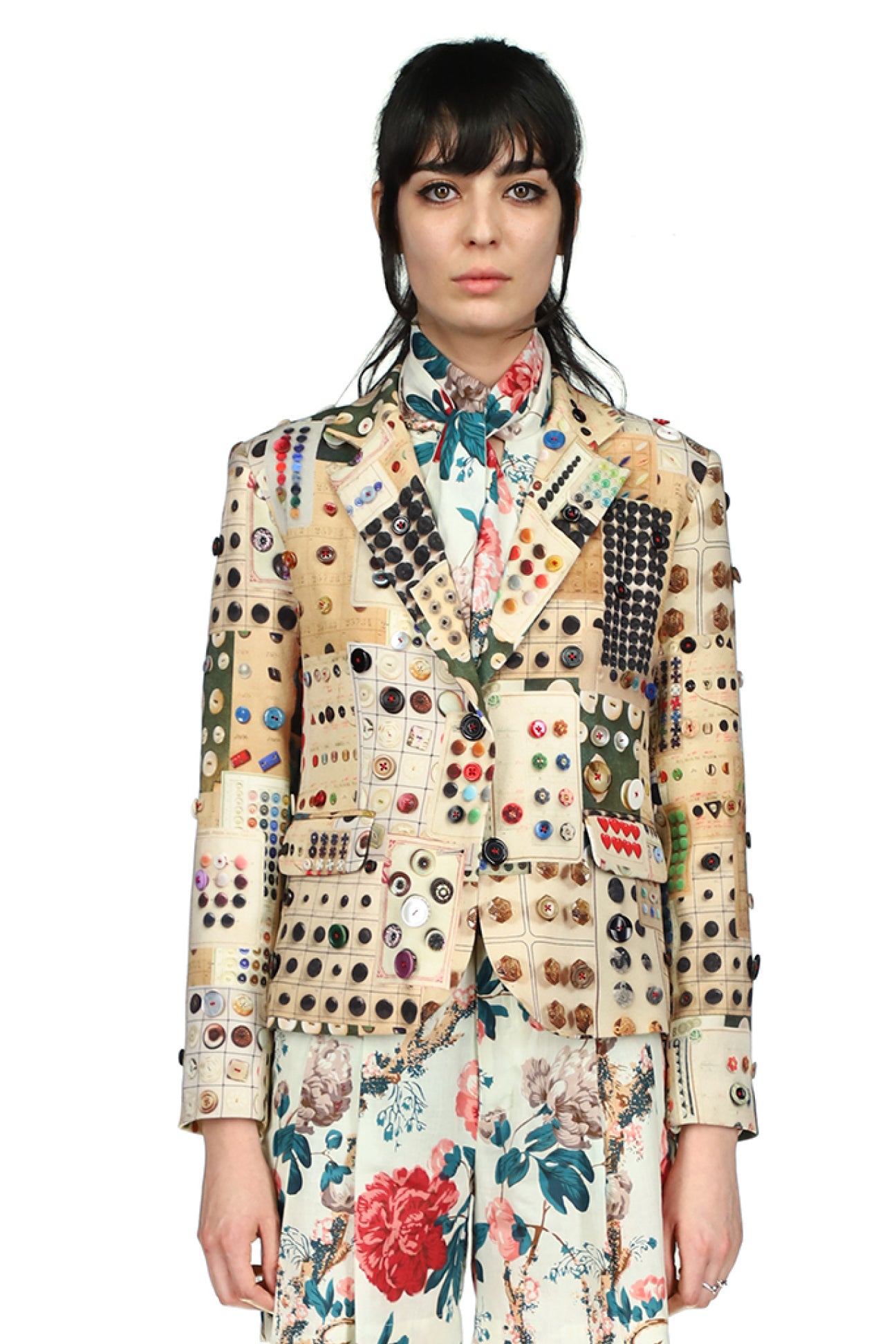 'Button Card Shoppe' Blazer with Button Embellishment - BLAZERS - Libertine