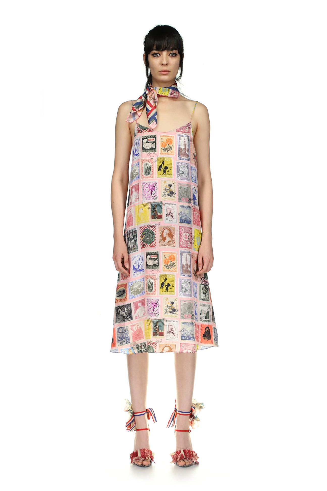 'Sending our love Stamps' Straight Slip Dress - Women's Dresses - Libertine