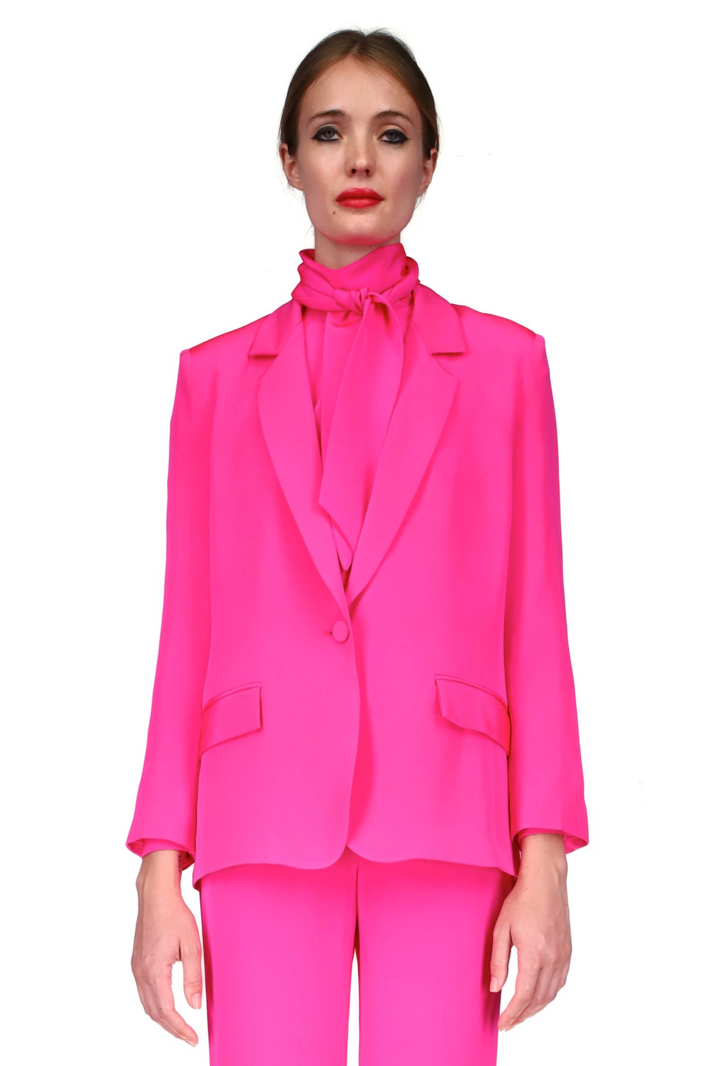 'OVERSATURATED SILKS' PINK LONG JACKET - BLAZERS - Libertine