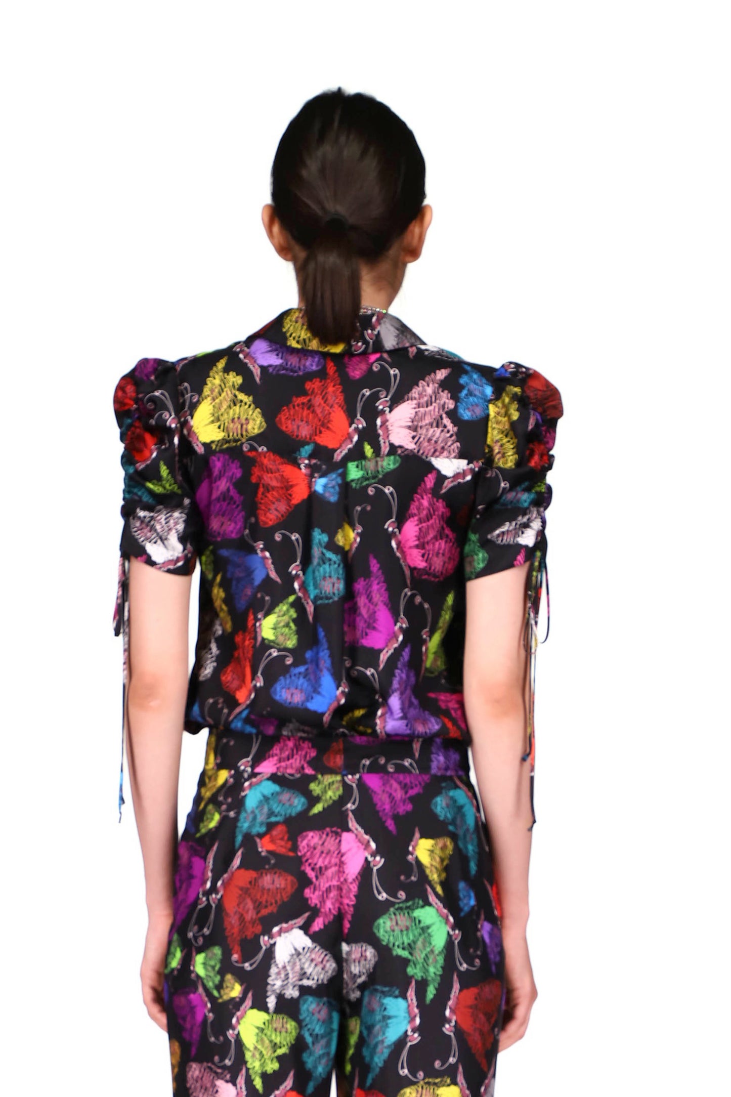 'MILLE PAPILLONS' ADJUSTABLE SLEEVE BLOUSE - TOPS - Libertine