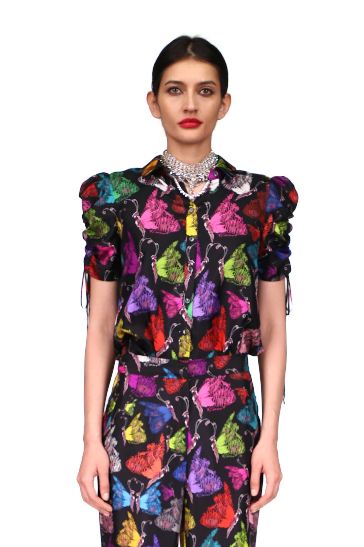 'MILLE PAPILLONS' ADJUSTABLE SLEEVE BLOUSE - TOPS - Libertine