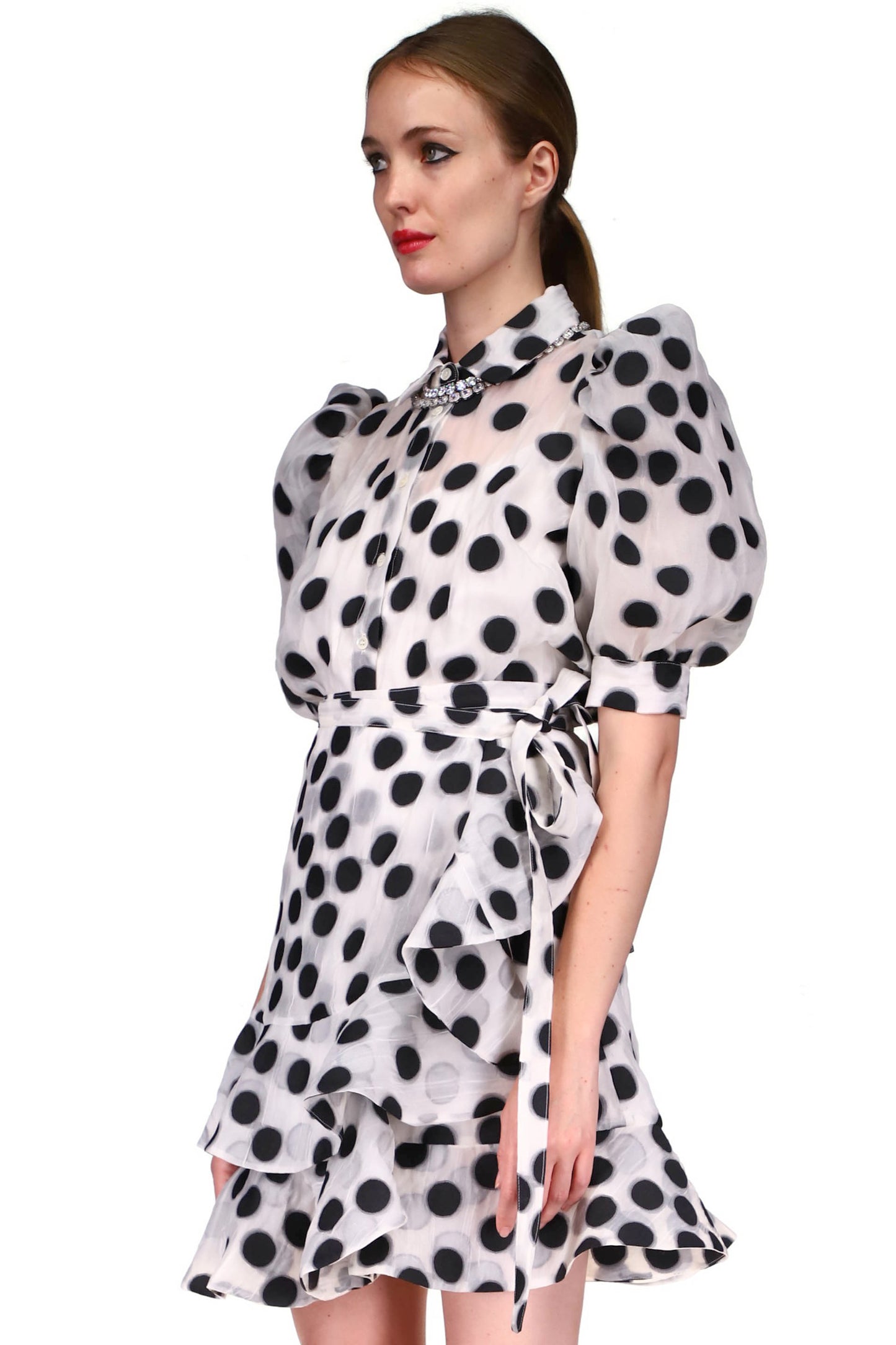 'PEGGY DOTS' PUFF SLEEVE BLOUSE - TOPS - Libertine