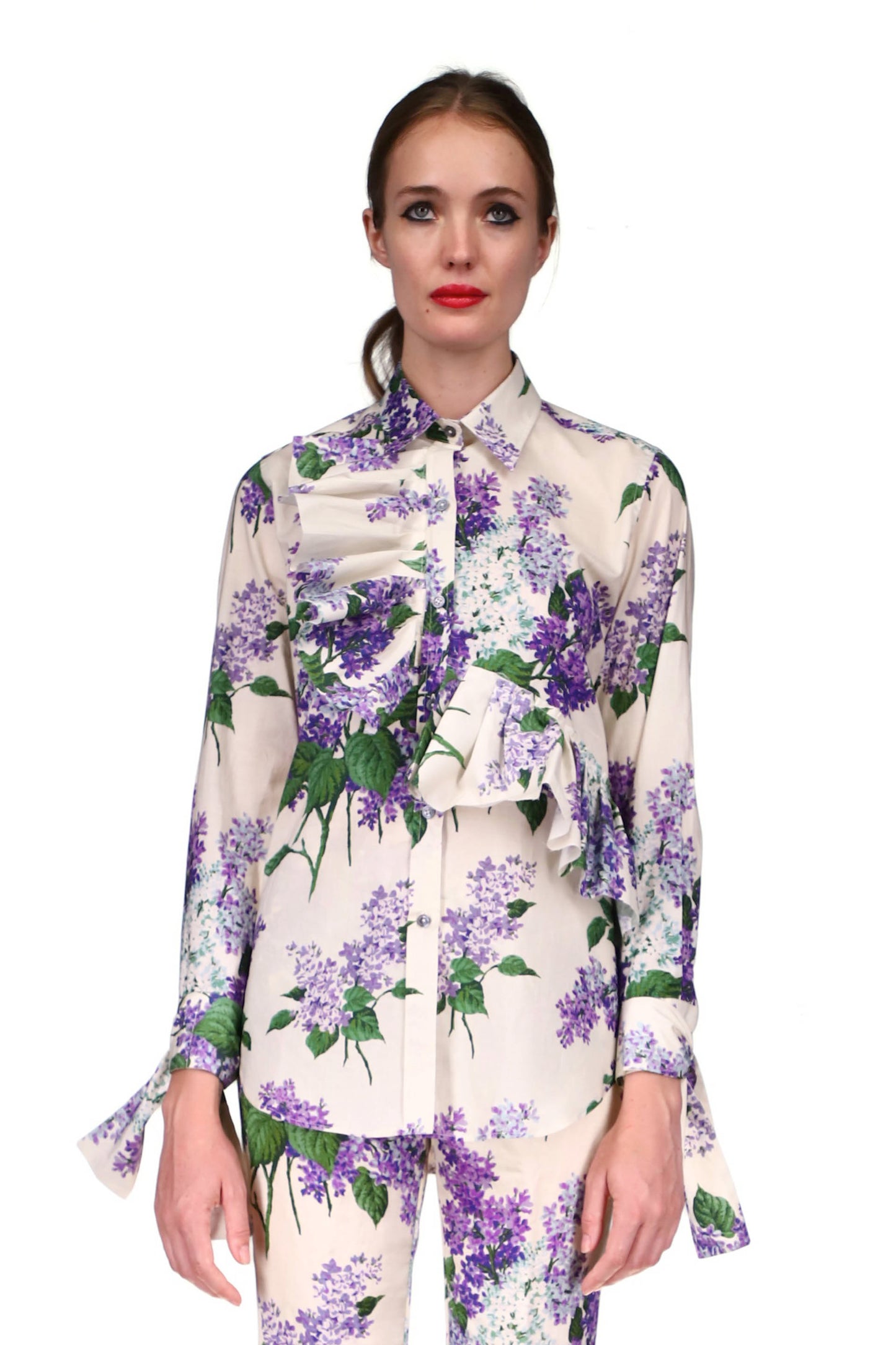 'LILAC GARDEN' RUFFLE FRONT SHIRT - CLASSIC SHIRTS - Libertine