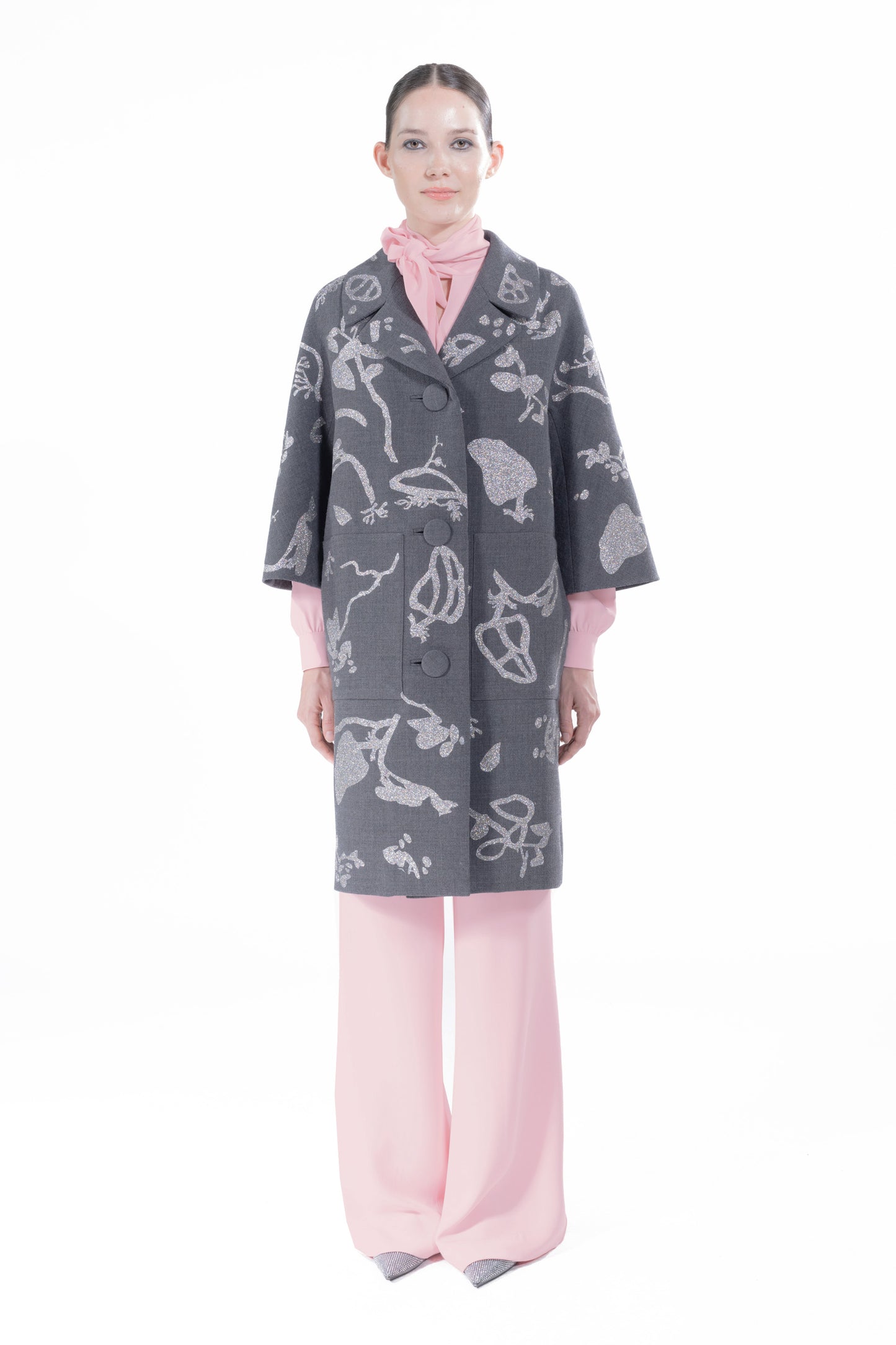 'GLITTER CYANOTYPES' PATCH POCKET COAT - - Libertine