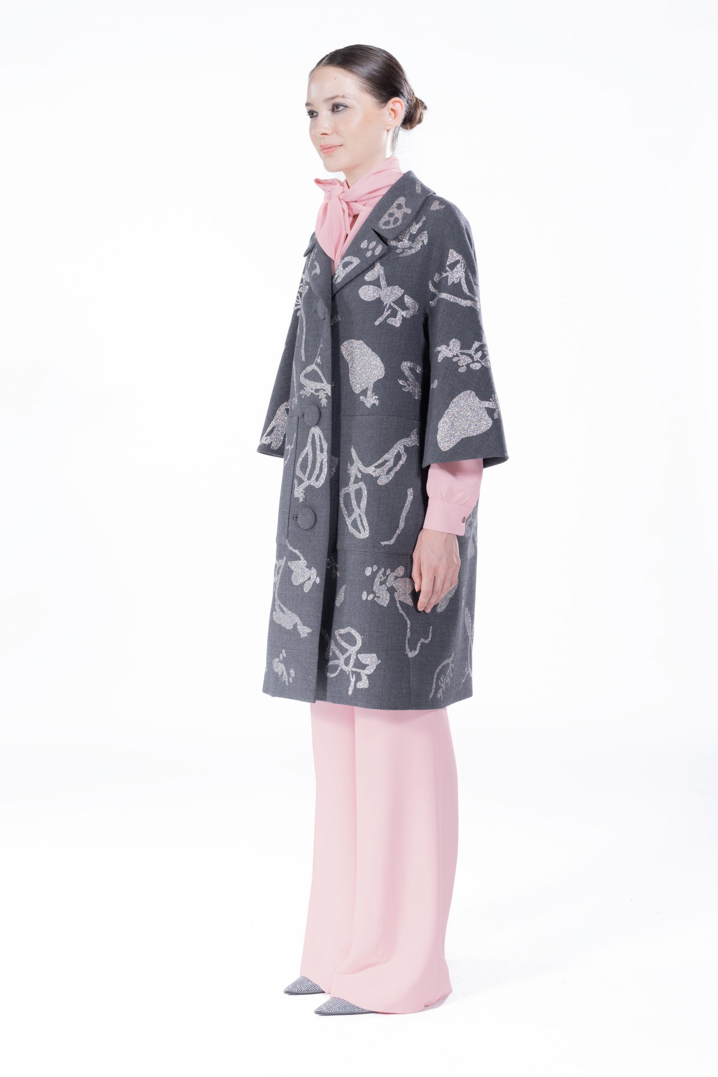 'GLITTER CYANOTYPES' PATCH POCKET COAT - - Libertine