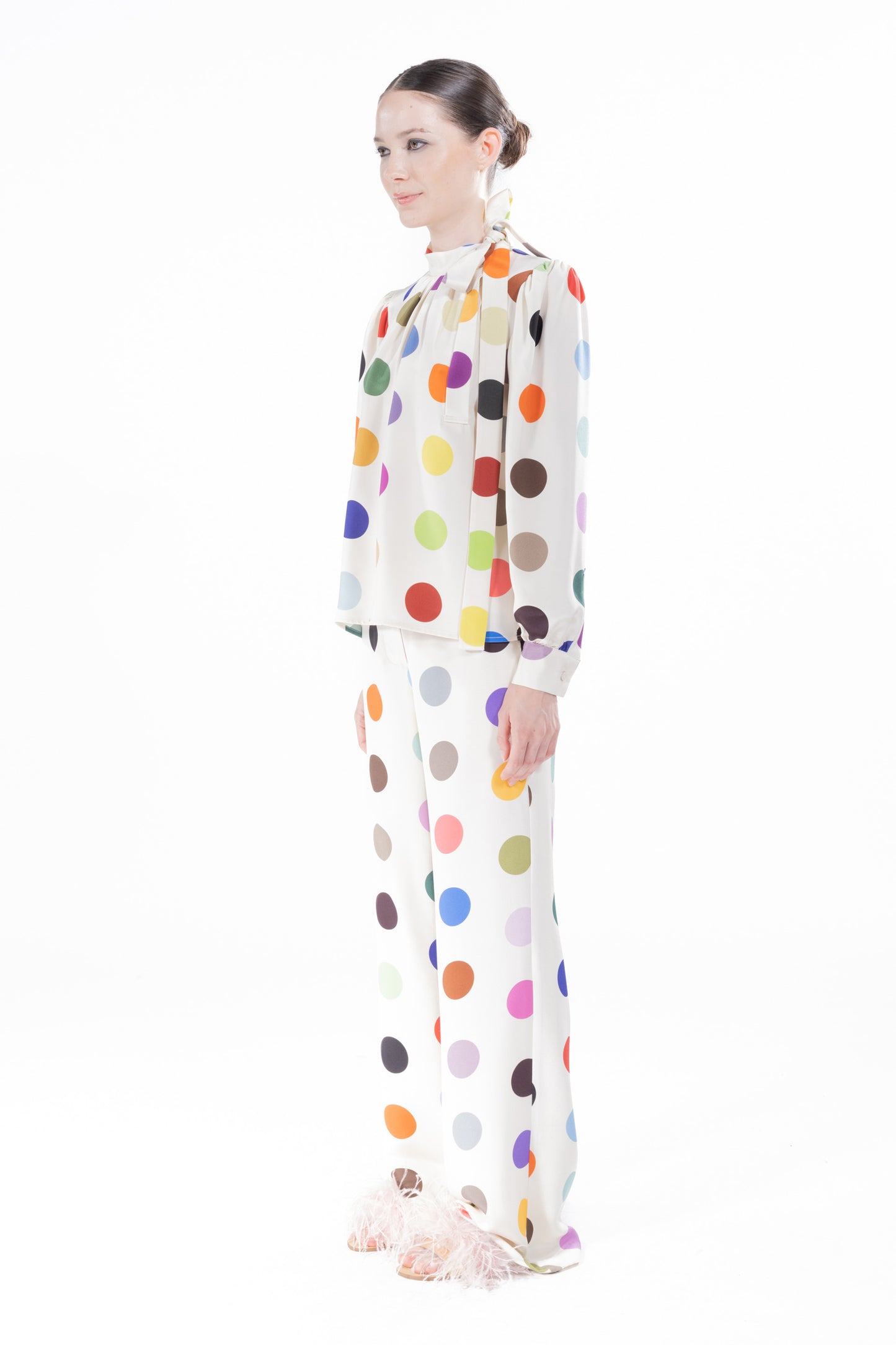 'SPOTS' TIE COLLAR BLOUSE - - Libertine