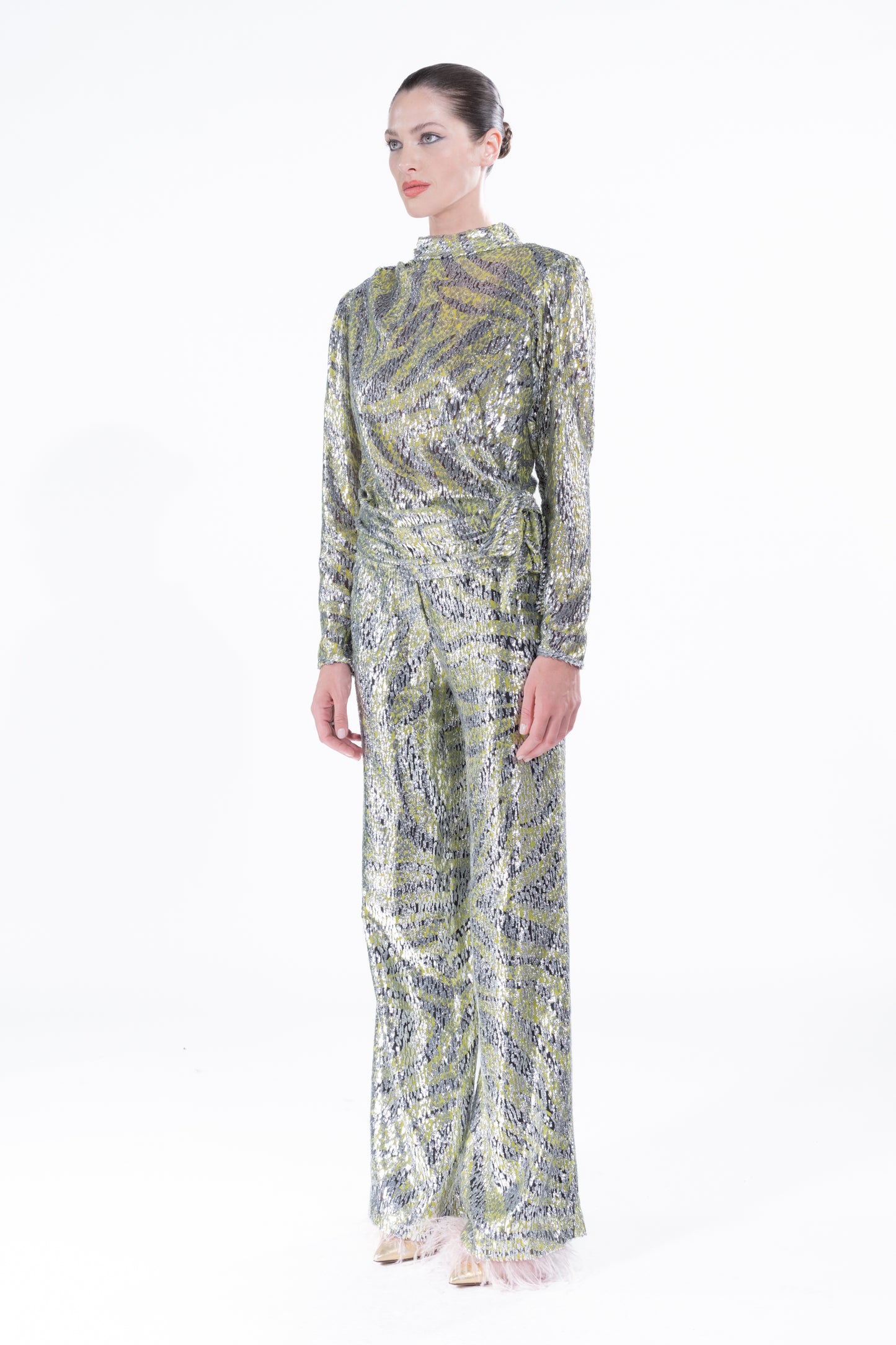 'MOSSY VELVET' SIDE TIE BLOUSE - - Libertine