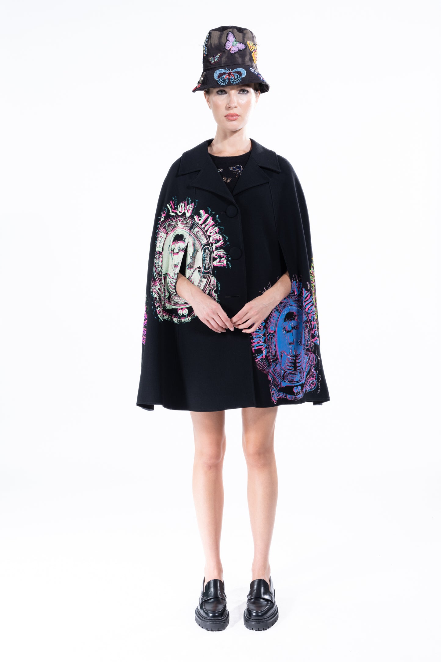 'Ashes to Ashes' Black Shortie Cape - - Libertine