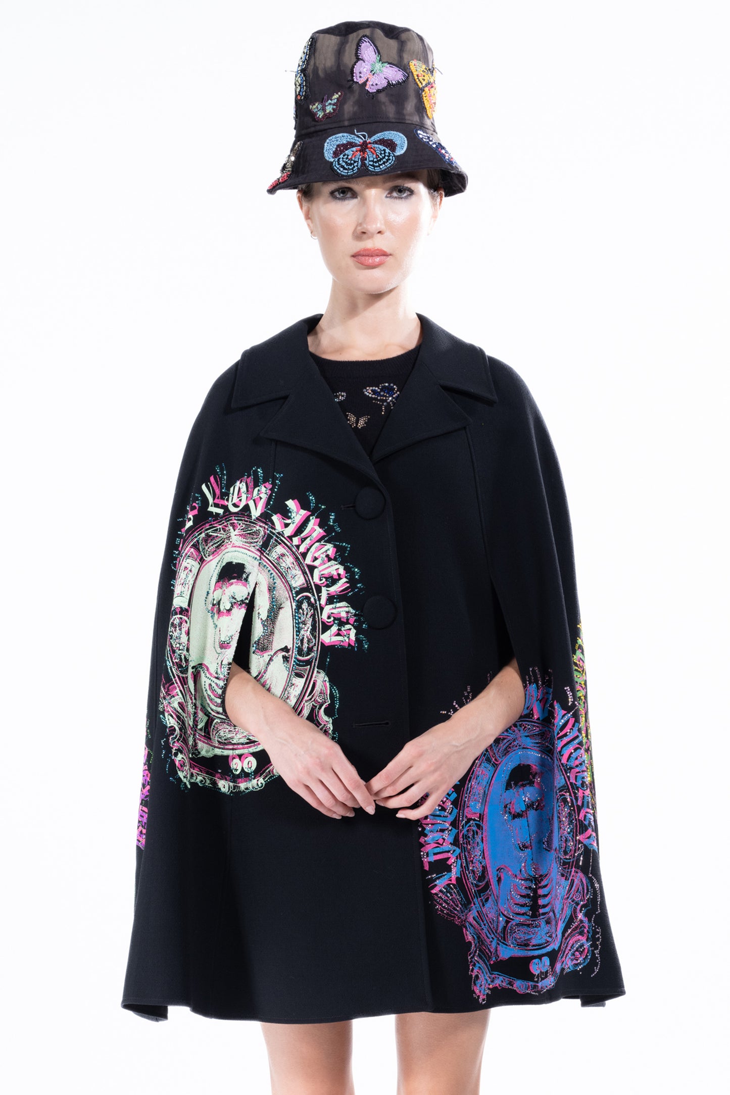 'Ashes to Ashes' Black Shortie Cape - - Libertine