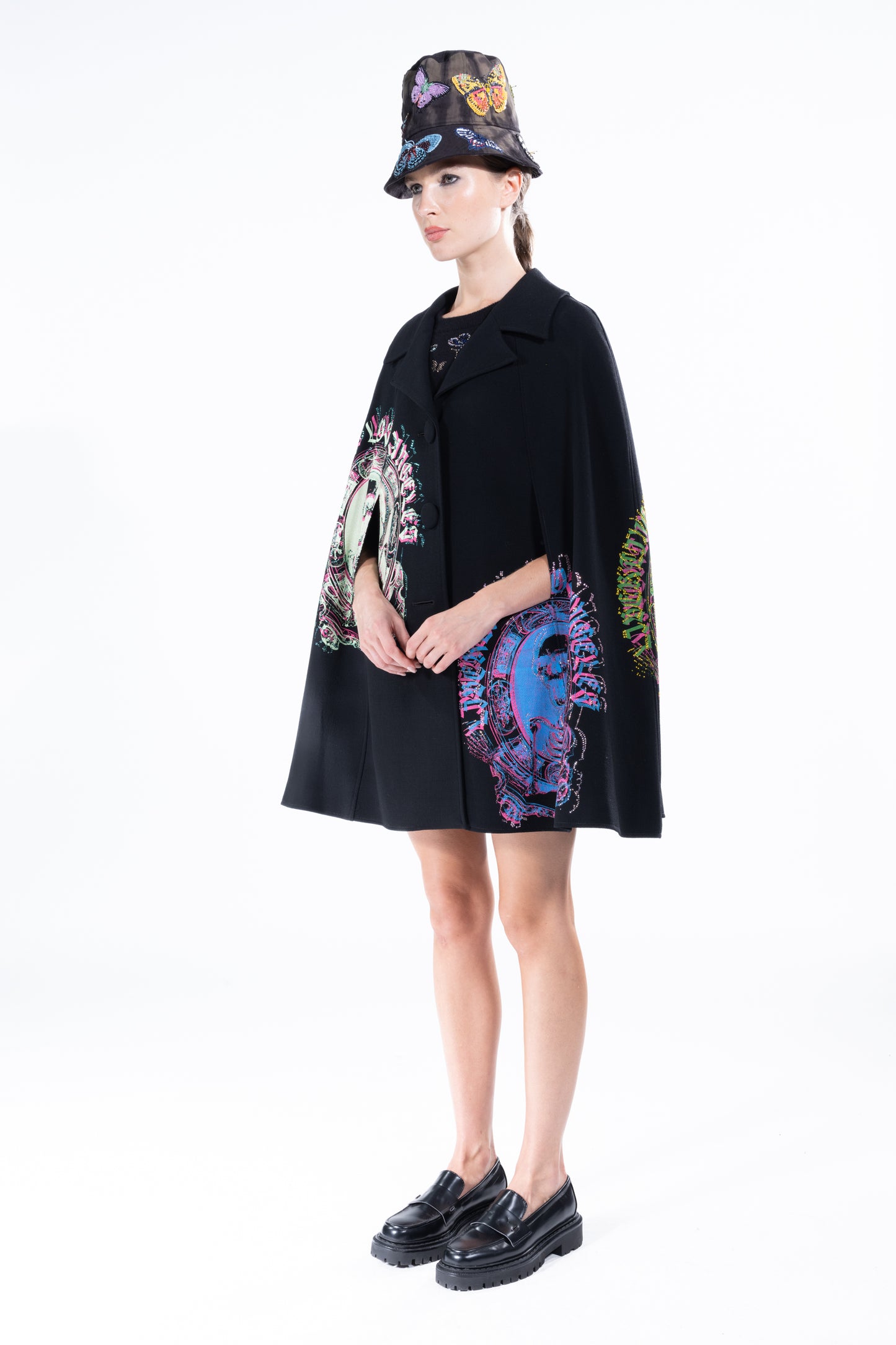 'Ashes to Ashes' Black Shortie Cape - - Libertine