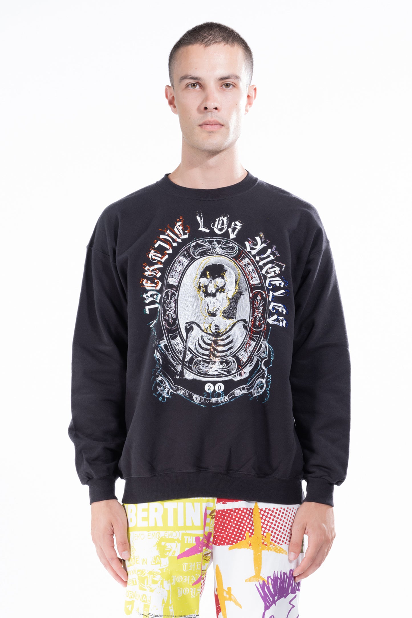 'ASHES TO ASHES WITH CRYSTALS' CREWNECK SWEATSHIRT - - Libertine