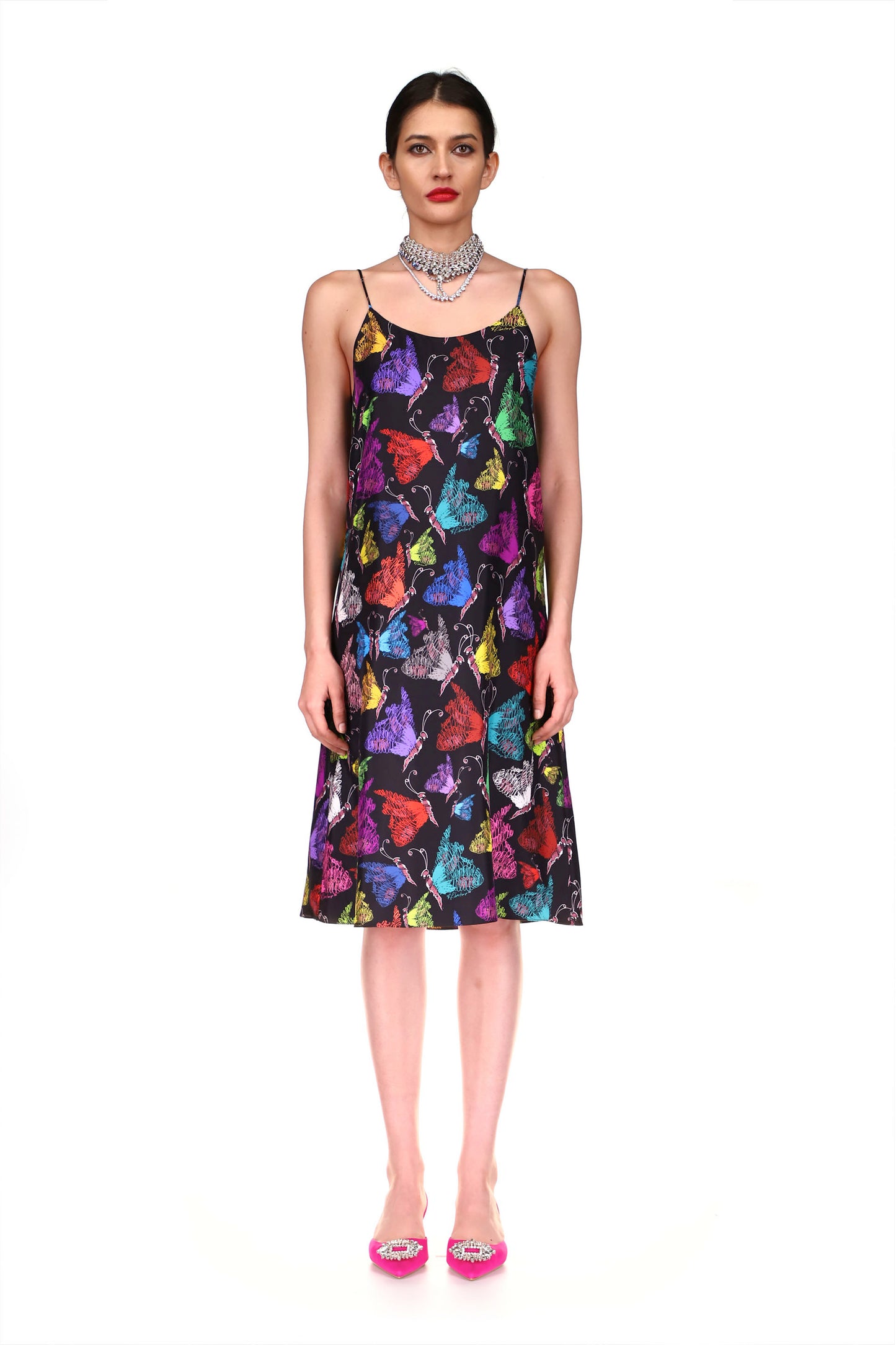 'MILLE PAPILLONS' STRAIGHT SLIP DRESS - DRESSES - Libertine