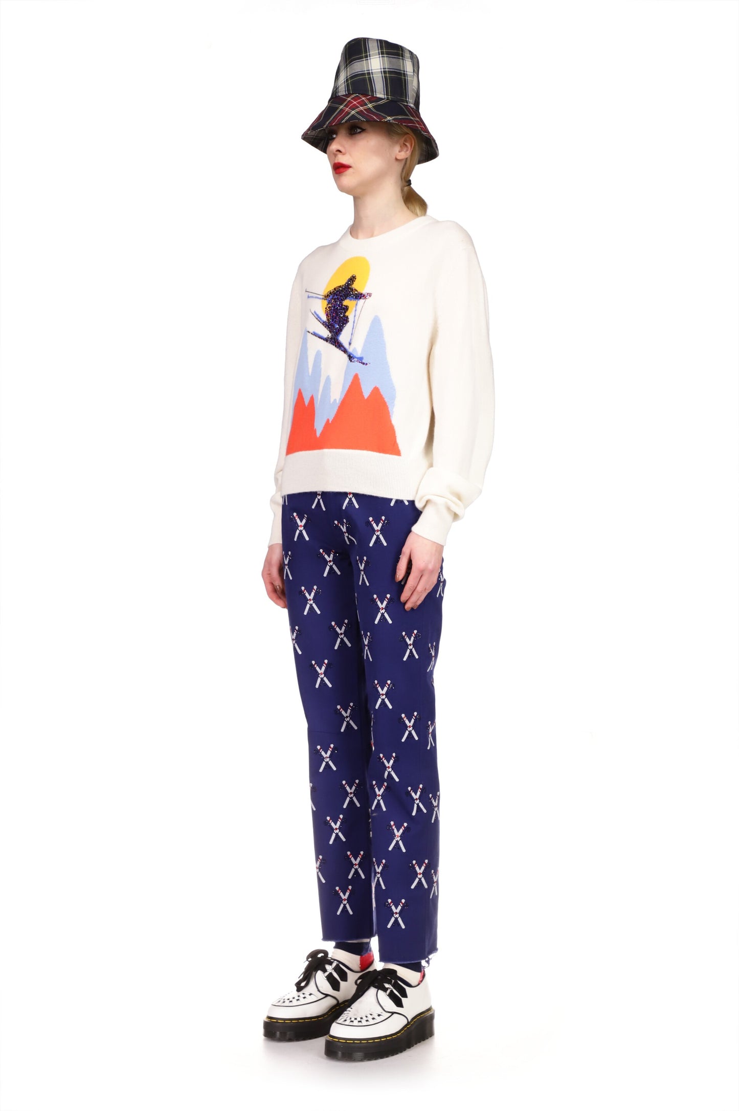 'SKI JUMP' SHRUNKEN PULLOVER SWEATER WITH CRYSTALS - SWEATERS - Libertine