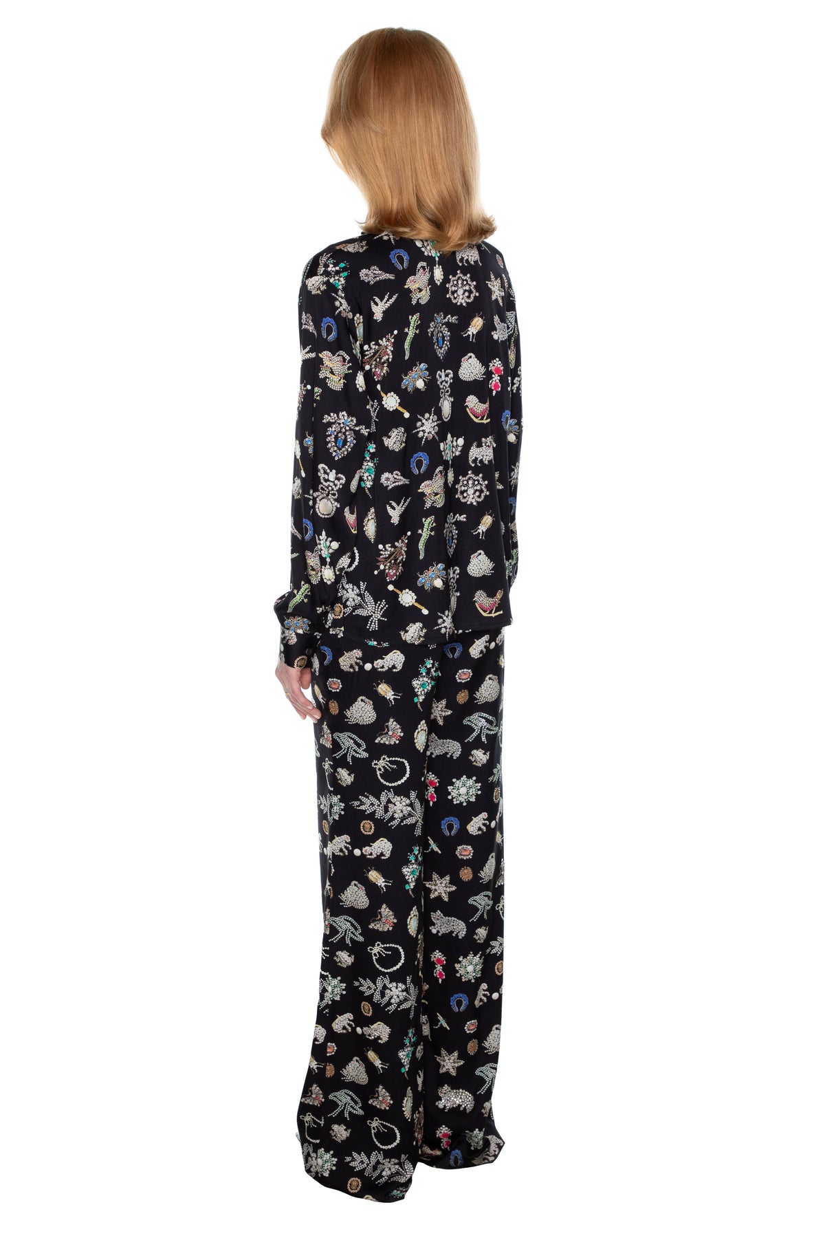 'BLACK DIAMOND PINS' SLIM KEITH TIE BLOUSE - TOPS - Libertine