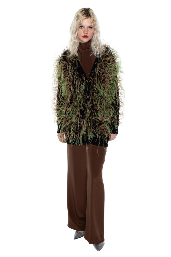 'WHAM BAM' GREEN FEATHERY CARDIGAN -  - Libertine