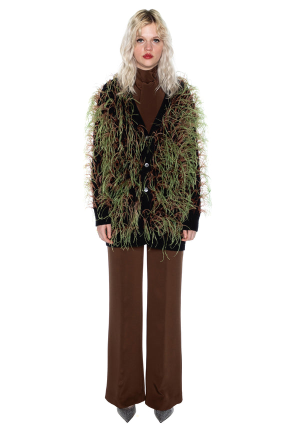 'WHAM BAM' GREEN FEATHERY CARDIGAN -  - Libertine