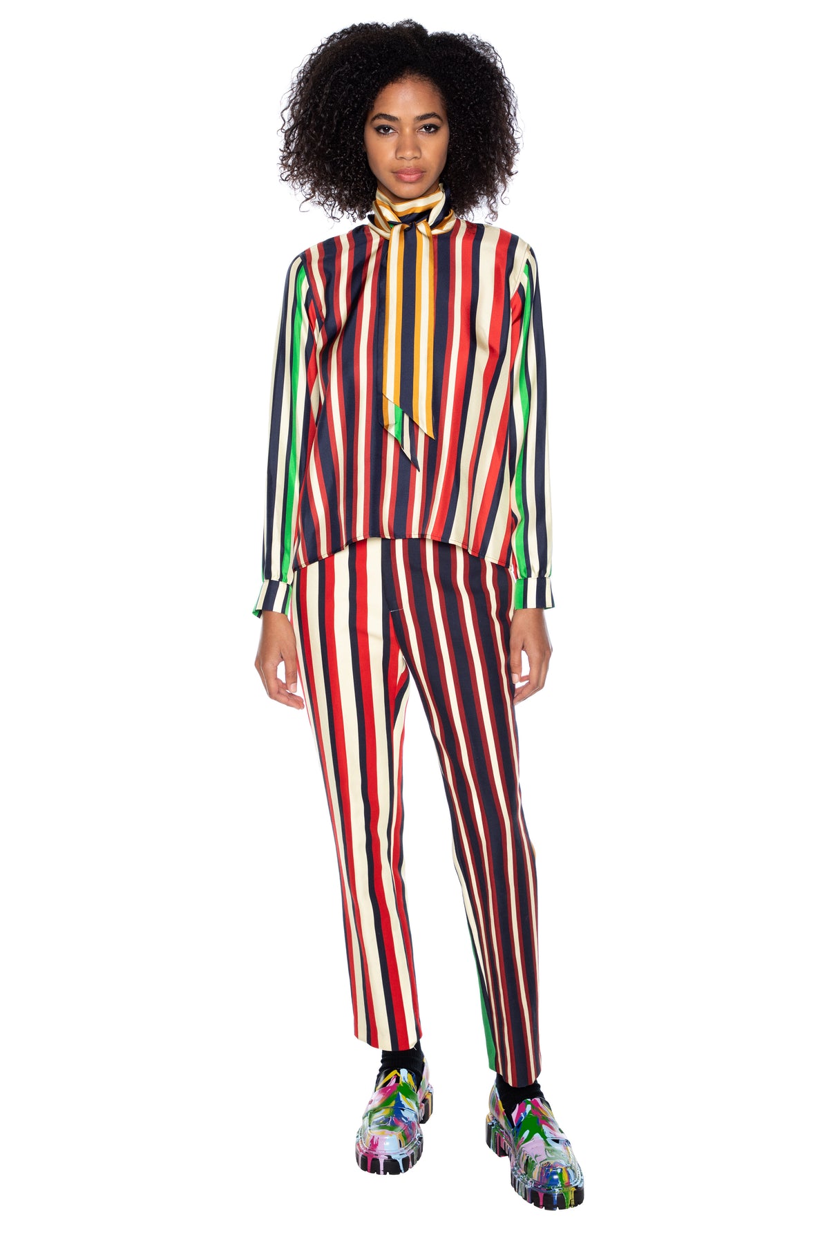 'ETON STRIPE' SLIM KEITH TIE BLOUSE - TOPS - Libertine