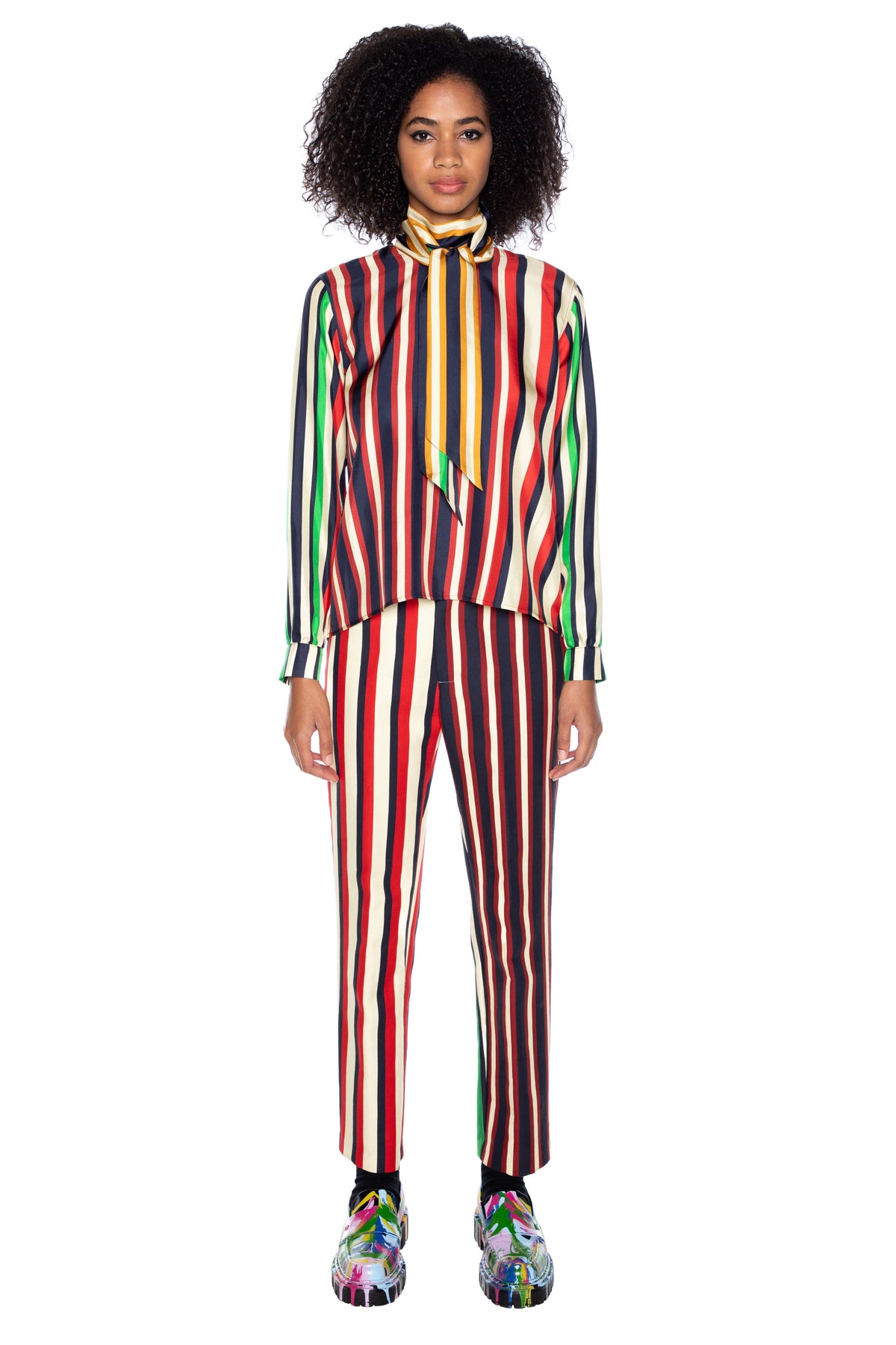 'ETON STRIPE' SLIM KEITH TIE BLOUSE - TOPS - Libertine