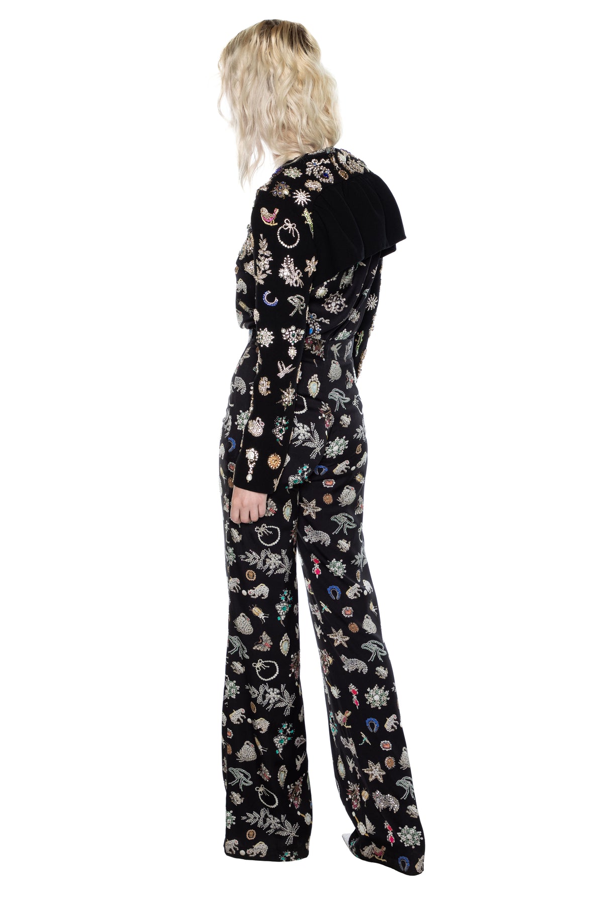 'EMBROIDERED BLACK DIAMOND PINS' FLY AWAY BOLERO -  - Libertine