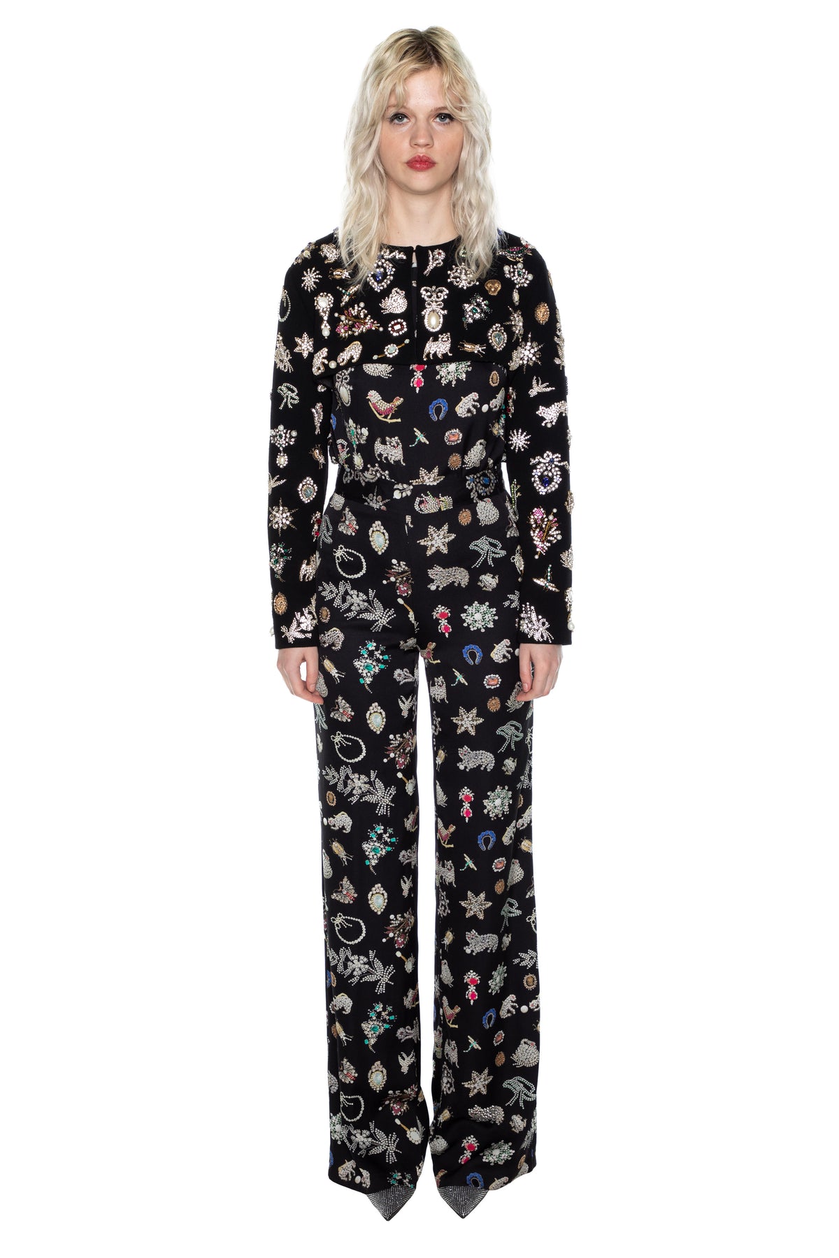 'EMBROIDERED BLACK DIAMOND PINS' FLY AWAY BOLERO -  - Libertine