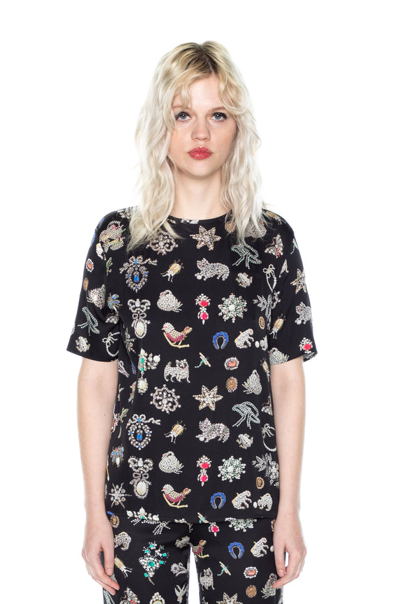 'BLACK DIAMOND PINS' SHORT SLEEVE BLOUSE -  - Libertine