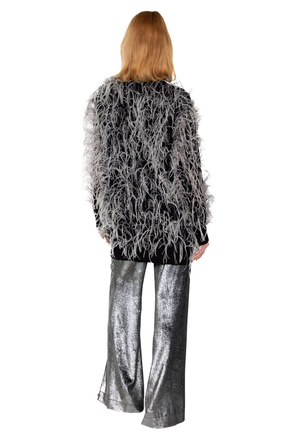 'WHAM BAM' GREY FEATHERY CARDIGAN -  - Libertine