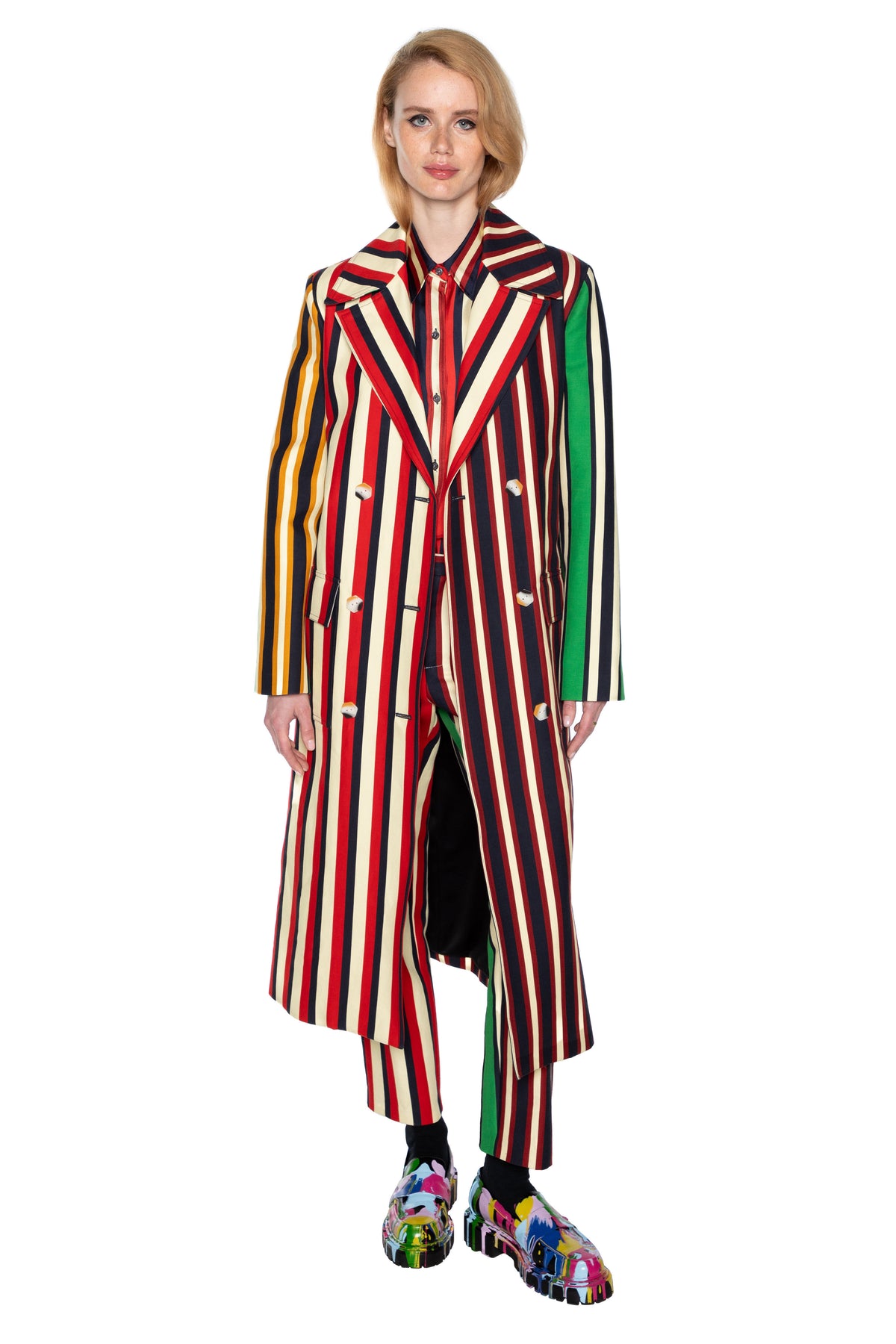 'ETON STRIPE' LONG TRENCH COAT -  - Libertine