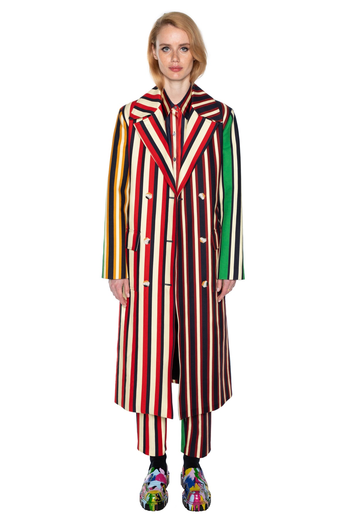 'ETON STRIPE' LONG TRENCH COAT -  - Libertine