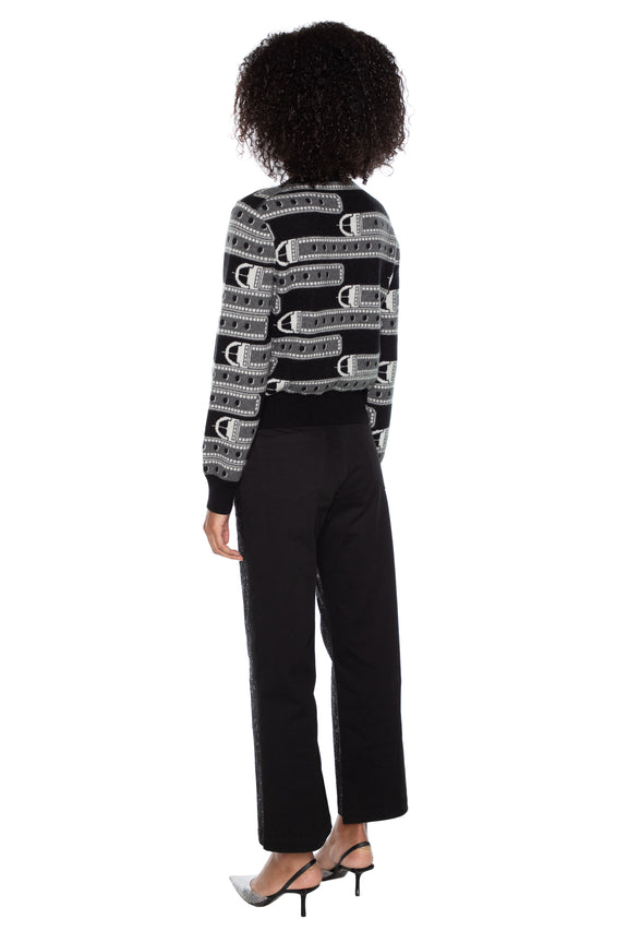 'BELTS' SHRUNKEN PULLOVER SWEATER -  - Libertine