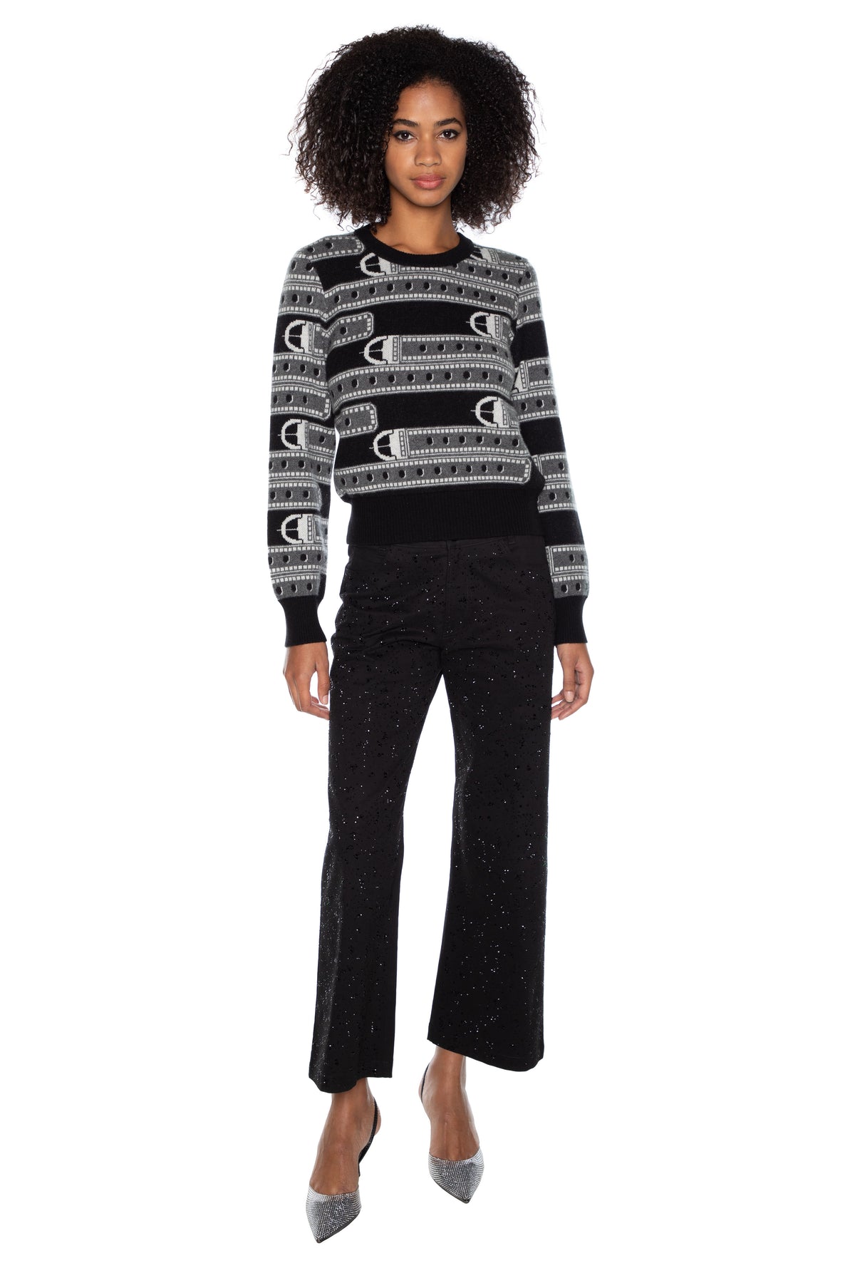 'BELTS' SHRUNKEN PULLOVER SWEATER -  - Libertine