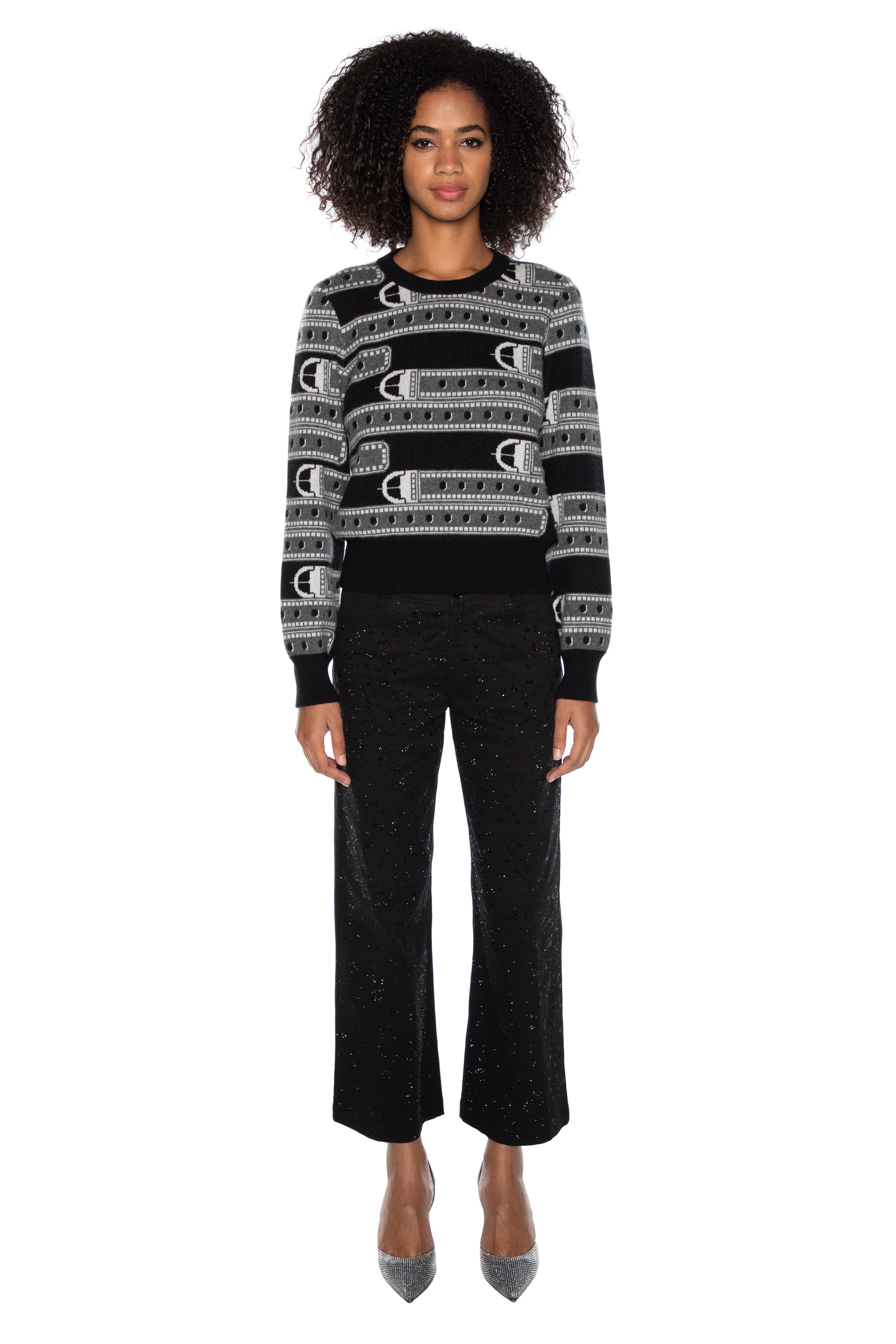 'BELTS' SHRUNKEN PULLOVER SWEATER -  - Libertine