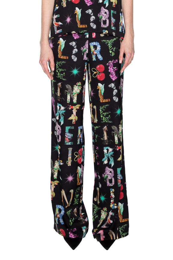 'DECO LETTERS' SLIM AARONS PANTS SIDE ZIP -  - Libertine