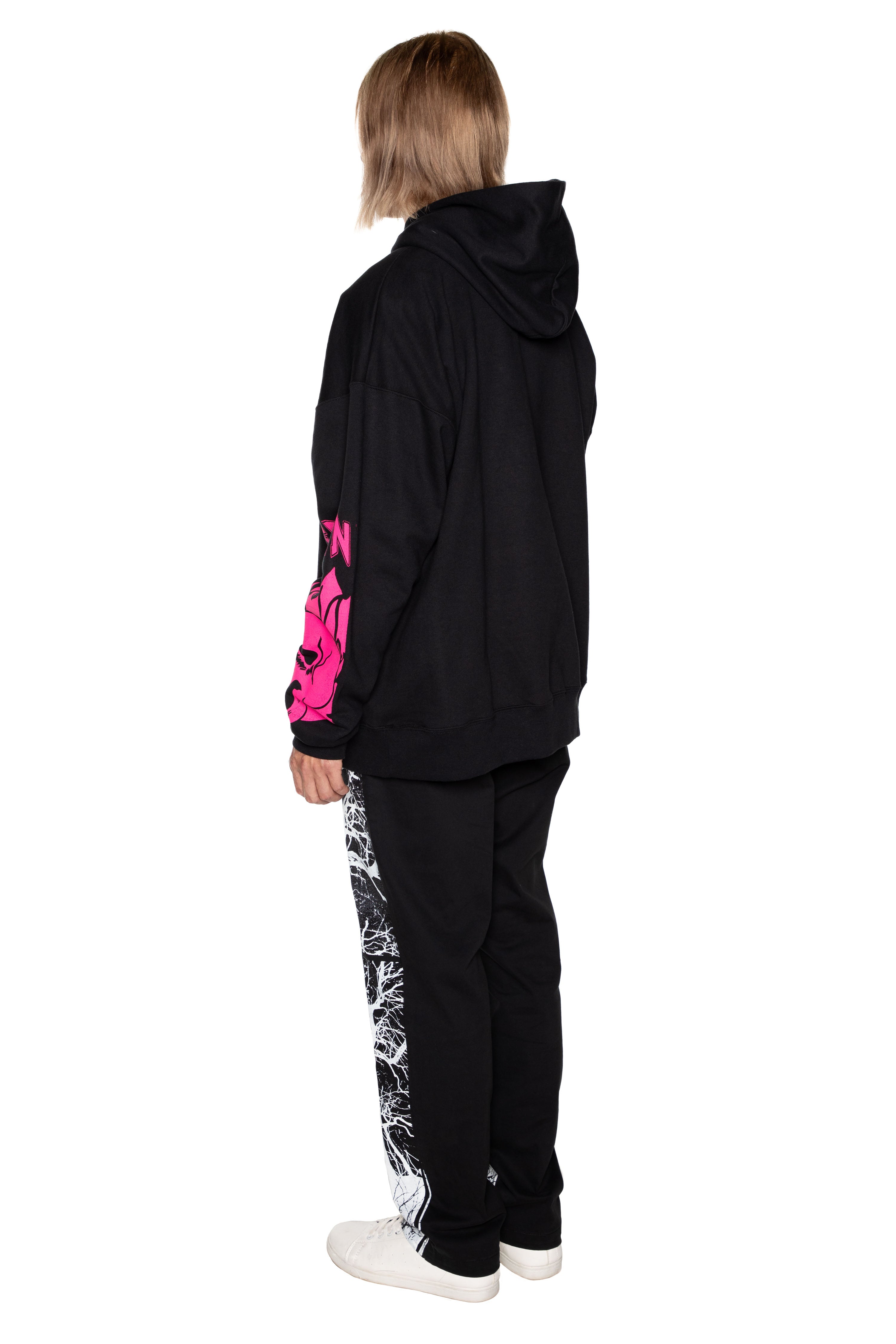 LIB FLAMING SKULL PINK' HOODIE WITH CRYSTALS – Libertine