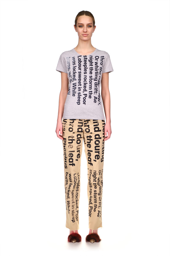 SILK SCREENED ‘ROBERT BURN'S WINTERS NIGHT' KHAKI CHINOS - PANTS - Libertine