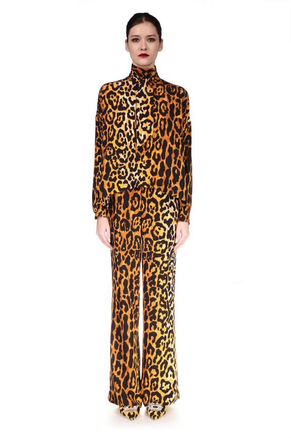 'Leopardo' Wide Leg Trousers - PANTS - Libertine