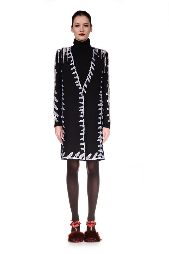 'Frozen Drizzle' Slim V-Neck Coat - COATS - Libertine