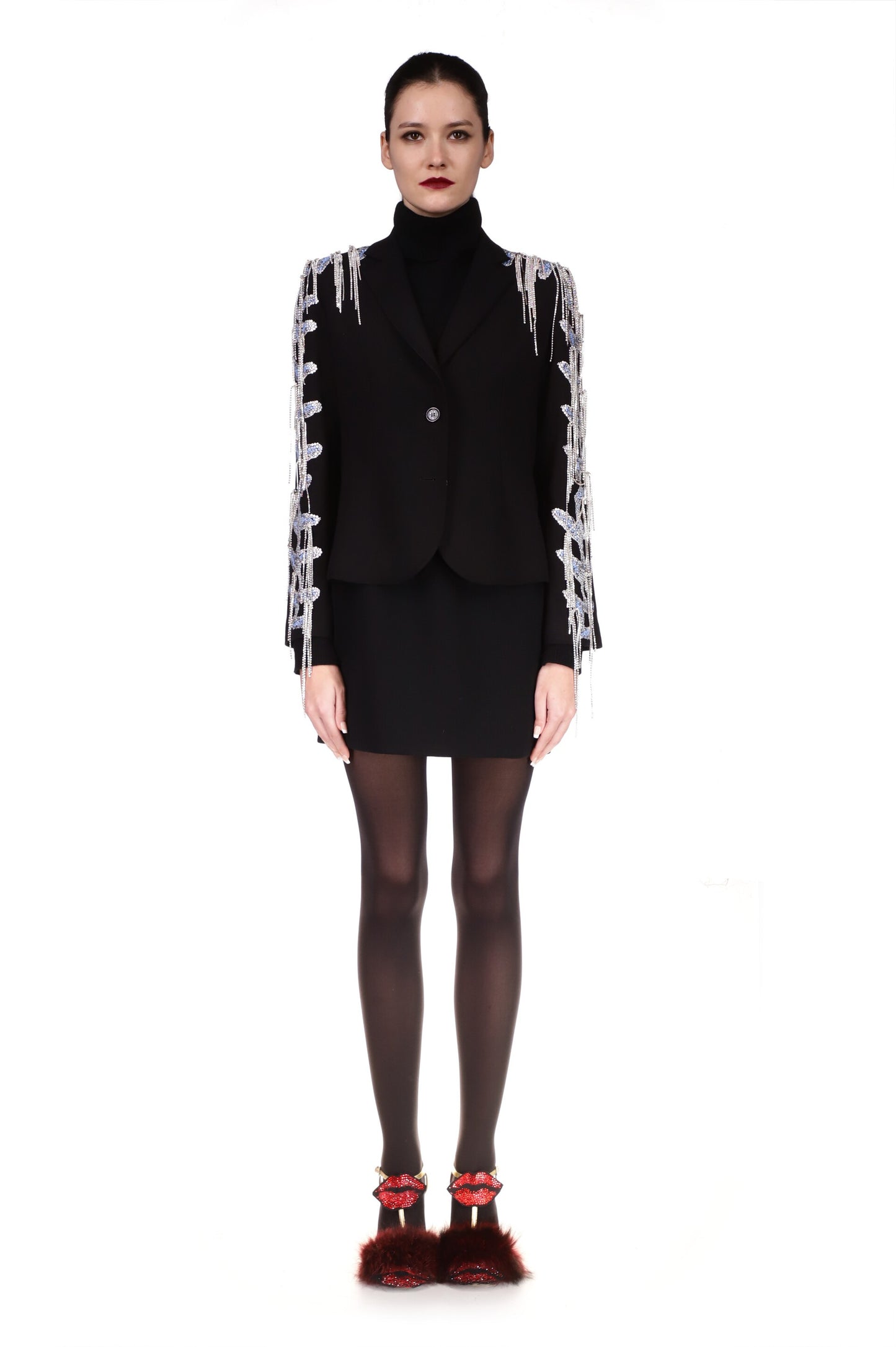 'FROZEN DRIZZLE' LONG SLEEVE SHORT JACKET WITH DRIZZLE - BLAZERS - Libertine