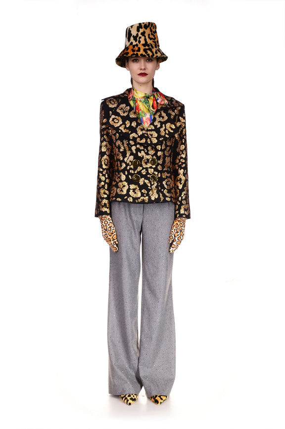 'CRYSTAL LEOPARDO' ASYMMETRICAL LAPEL JACKET - BLAZERS - Libertine