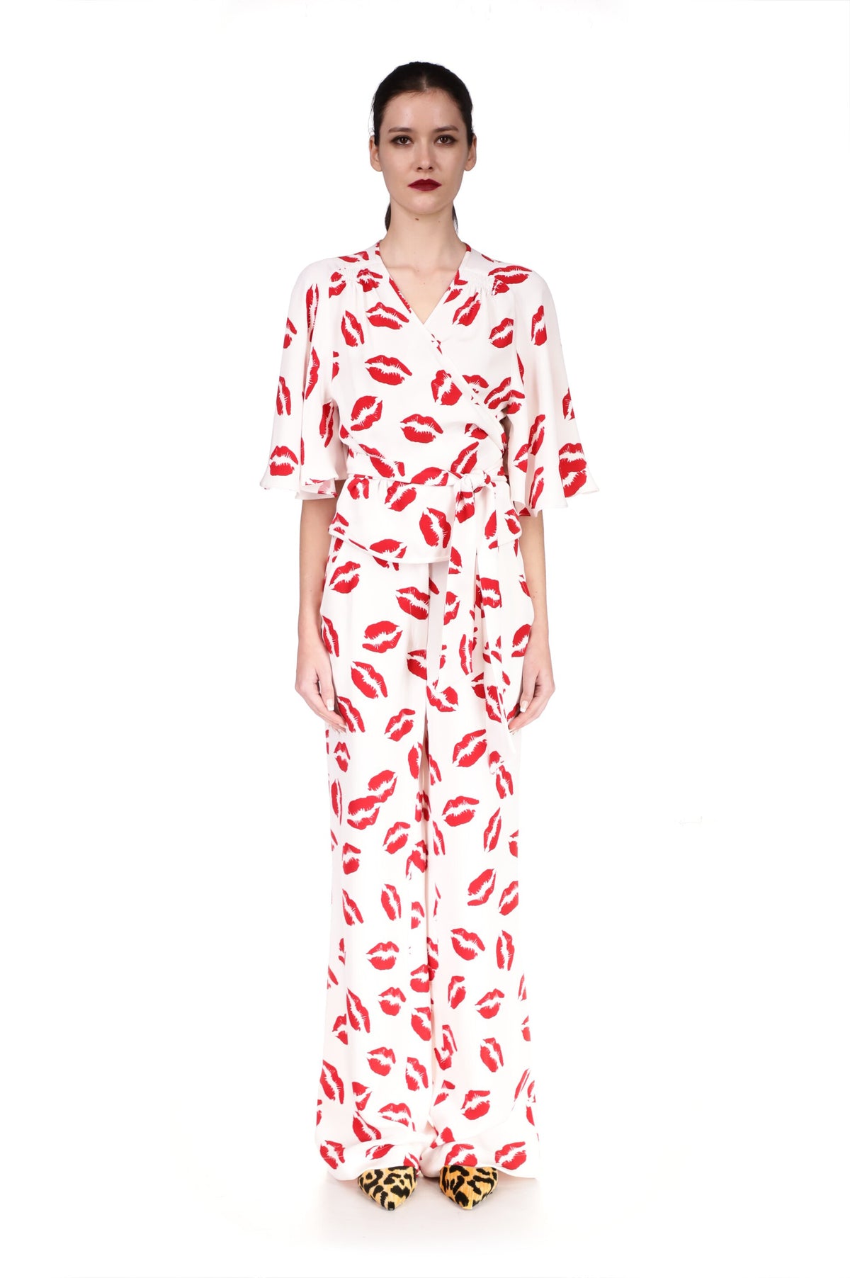 'BISOU' PRINT WIDE LEG PANTS - PANTS - Libertine